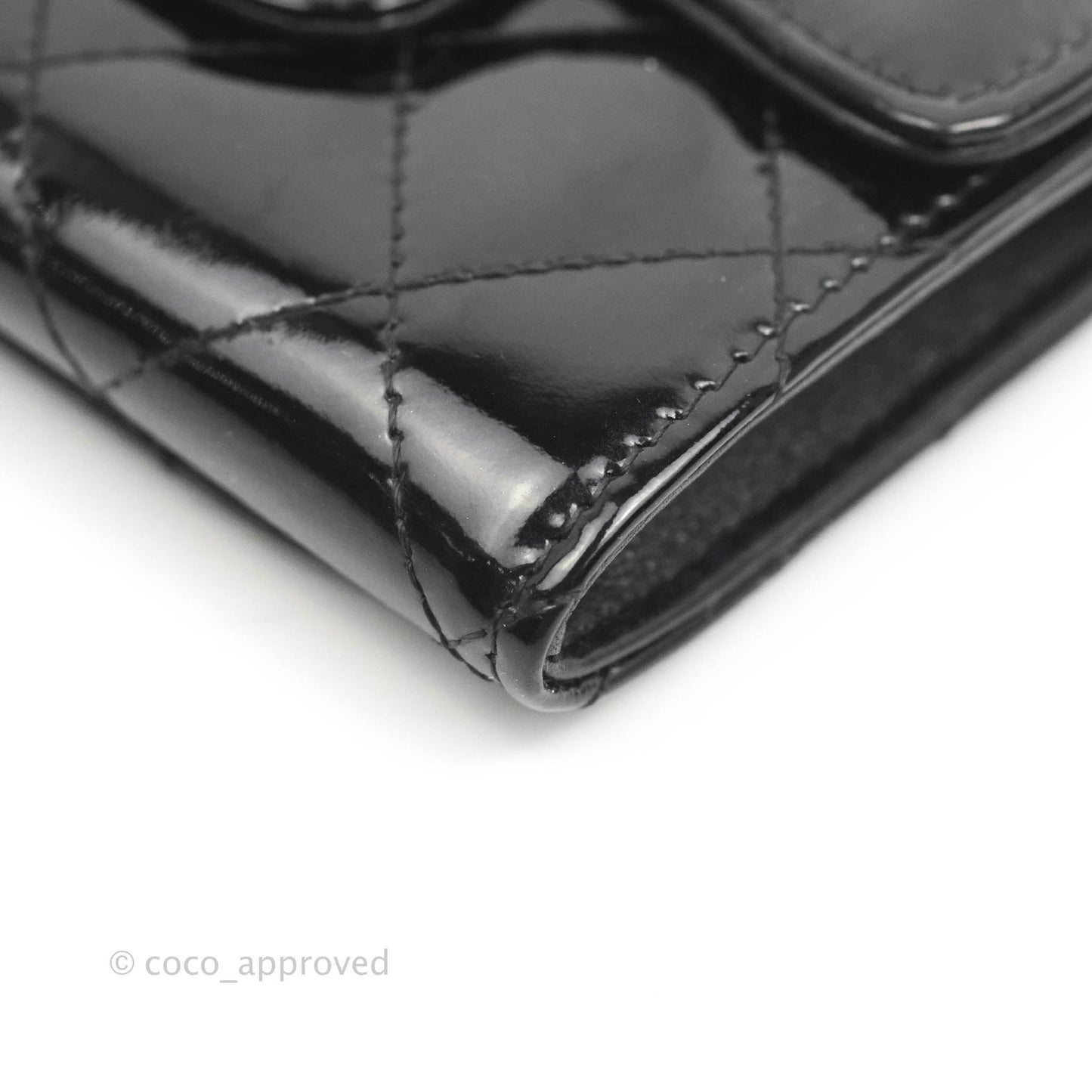 Chanel Quilted Flap Card Holder So Black Patent