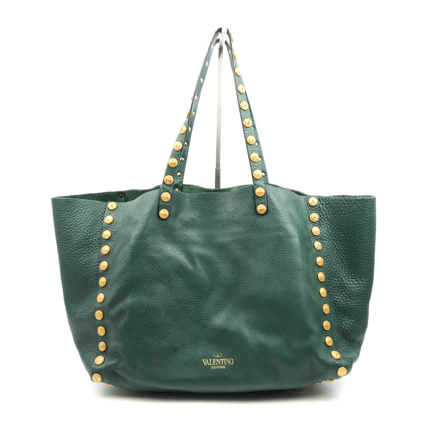 Valentino Large Gryphon Stud Tote Green Grained leather