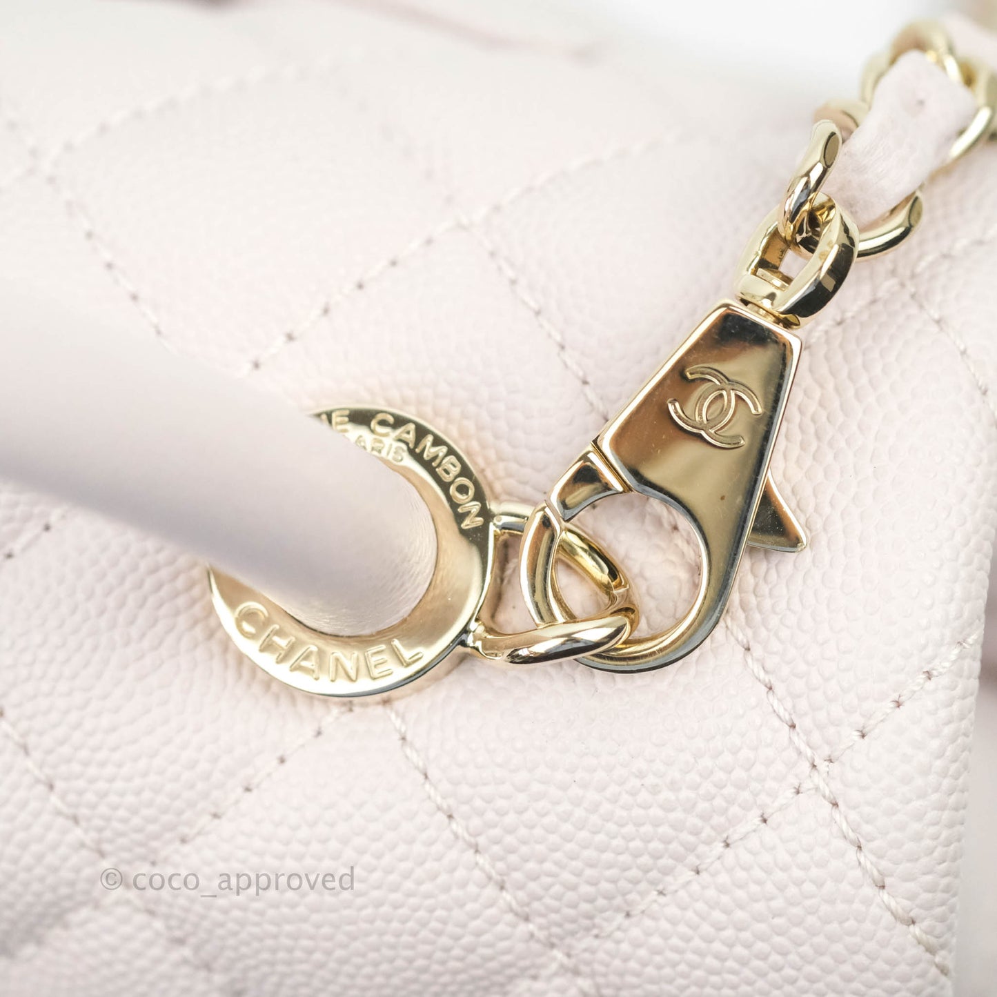 Chanel Medium Coco Handle Quilted Light Lilac Pink Caviar Gold Hardware