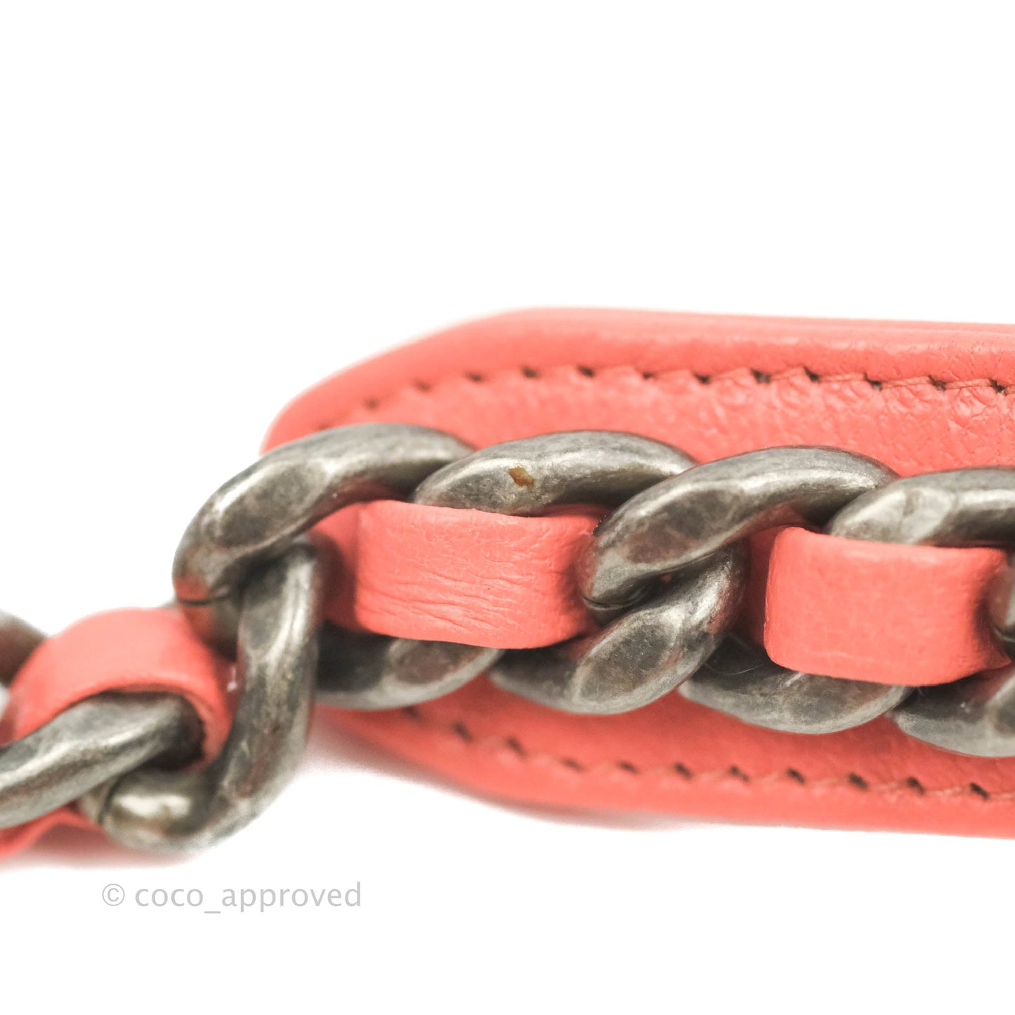 Chanel 19 Round Clutch With Chain Coral Pink Mixed Hardware