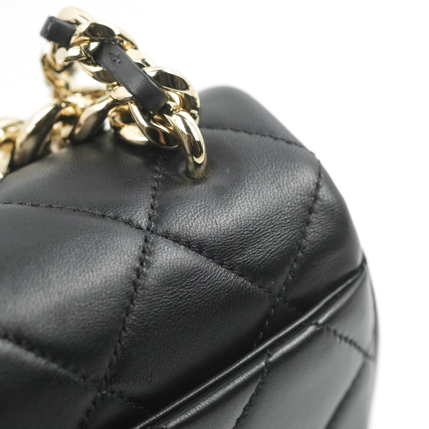 Chanel Quilted Resin Bi-Color Chain Flap Bag Black Lambskin