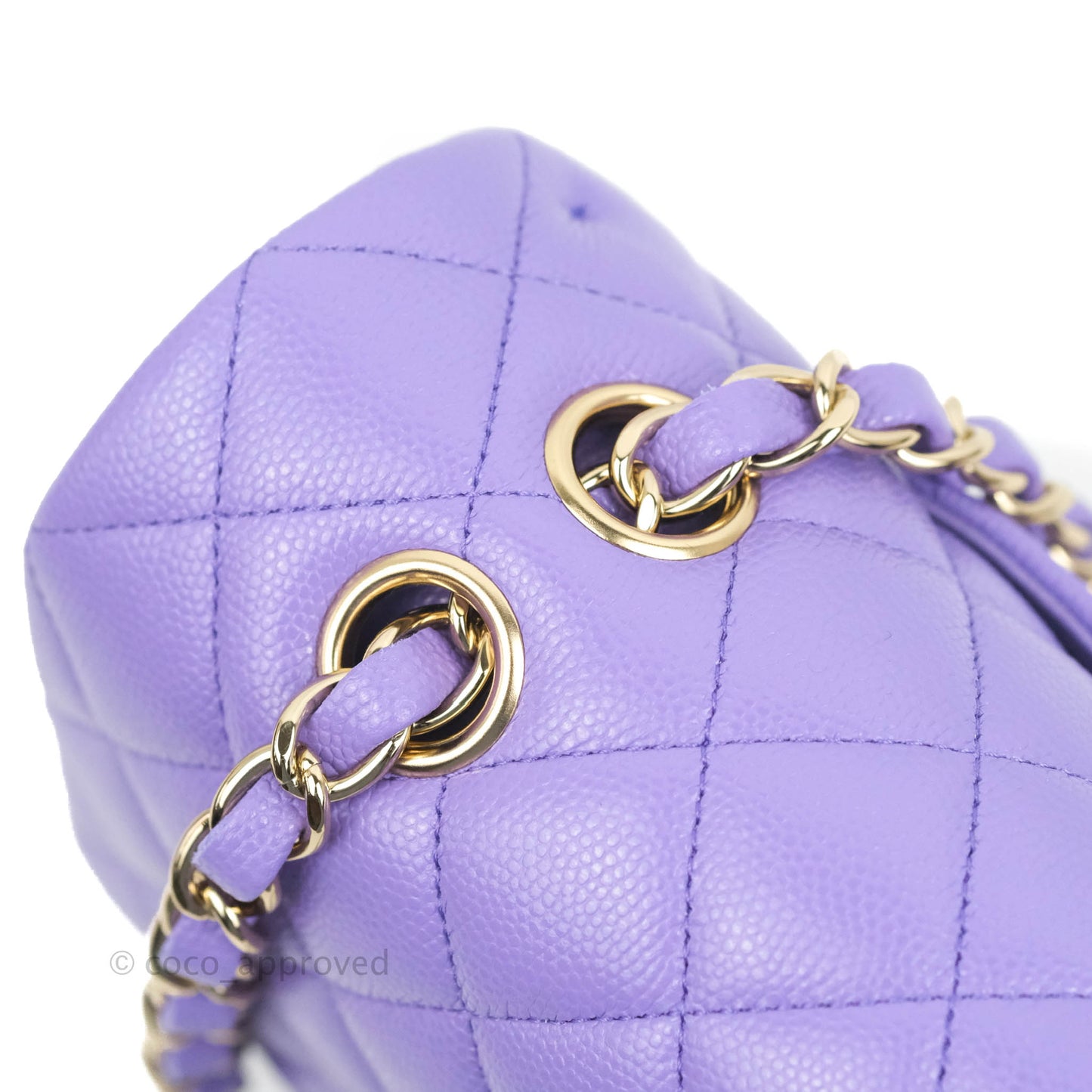 Chanel Classic M/L Medium Flap Quilted Purple Caviar Gold Hardware 20S