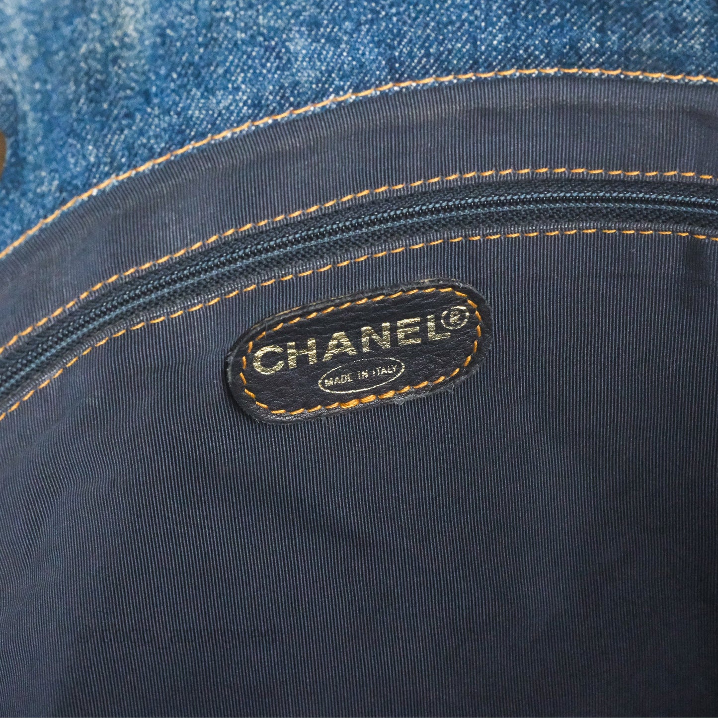Chanel Large CC Tote Bag Blue Denim Tortoiseshell Bakelite Handle