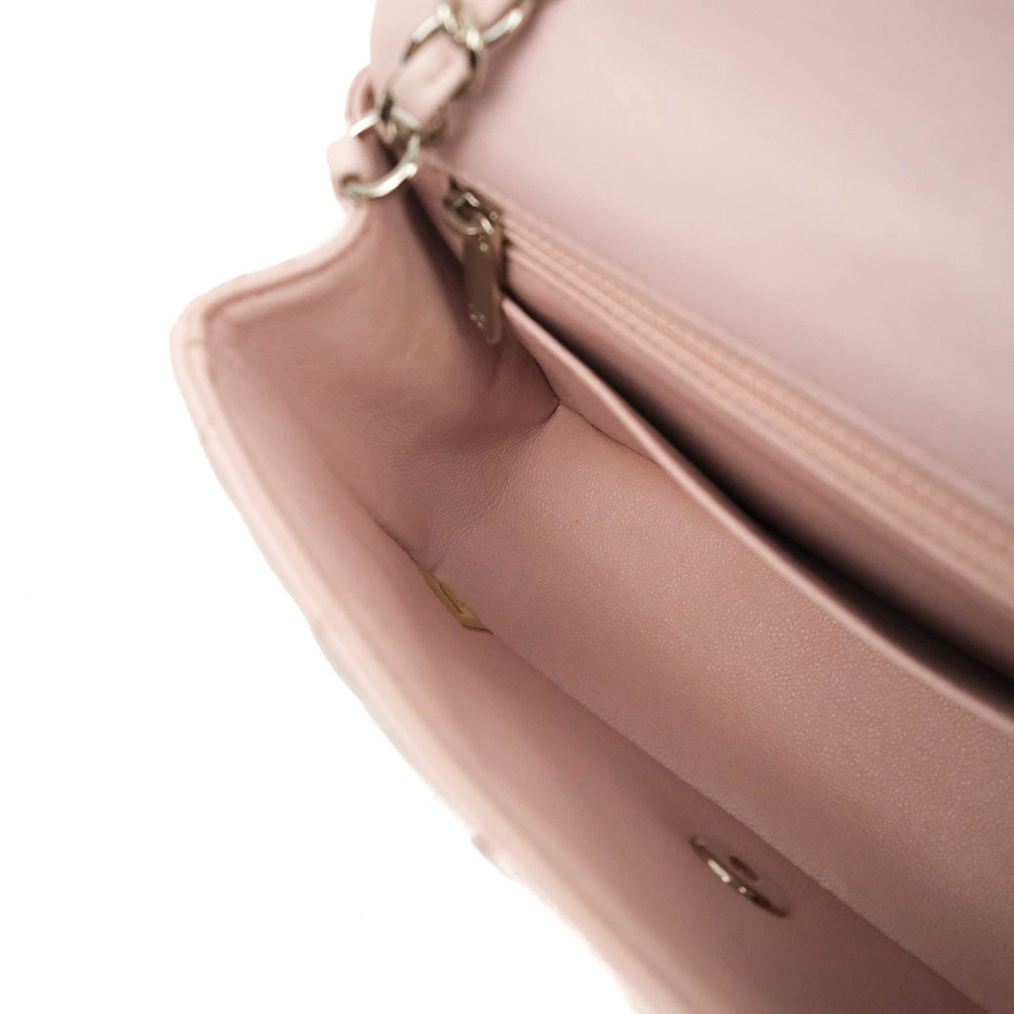 Chanel Quilted Mini Rectangular Flap Light Pink Lambskin Silver Hardware