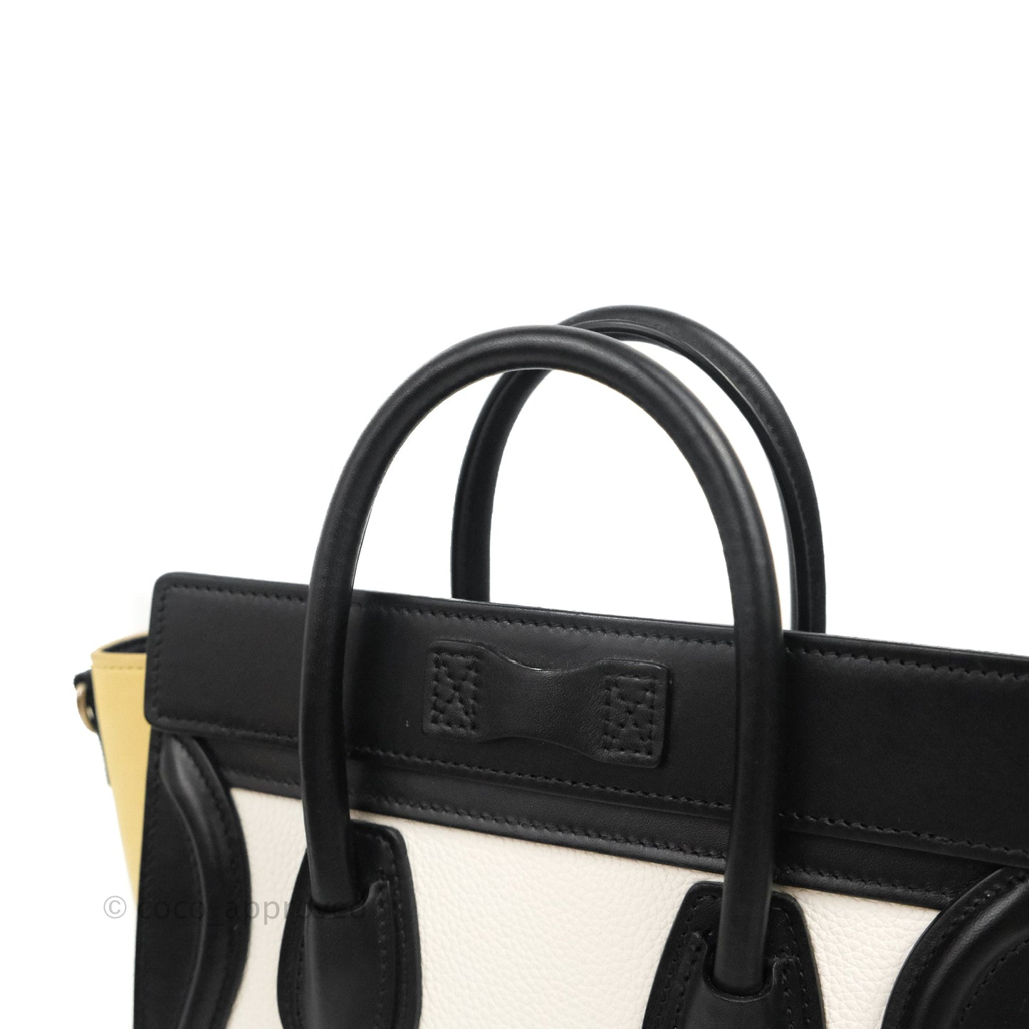 Celine Nano Luggage Bag Tricolour Light Beige/White/Black Grained Calfskin
