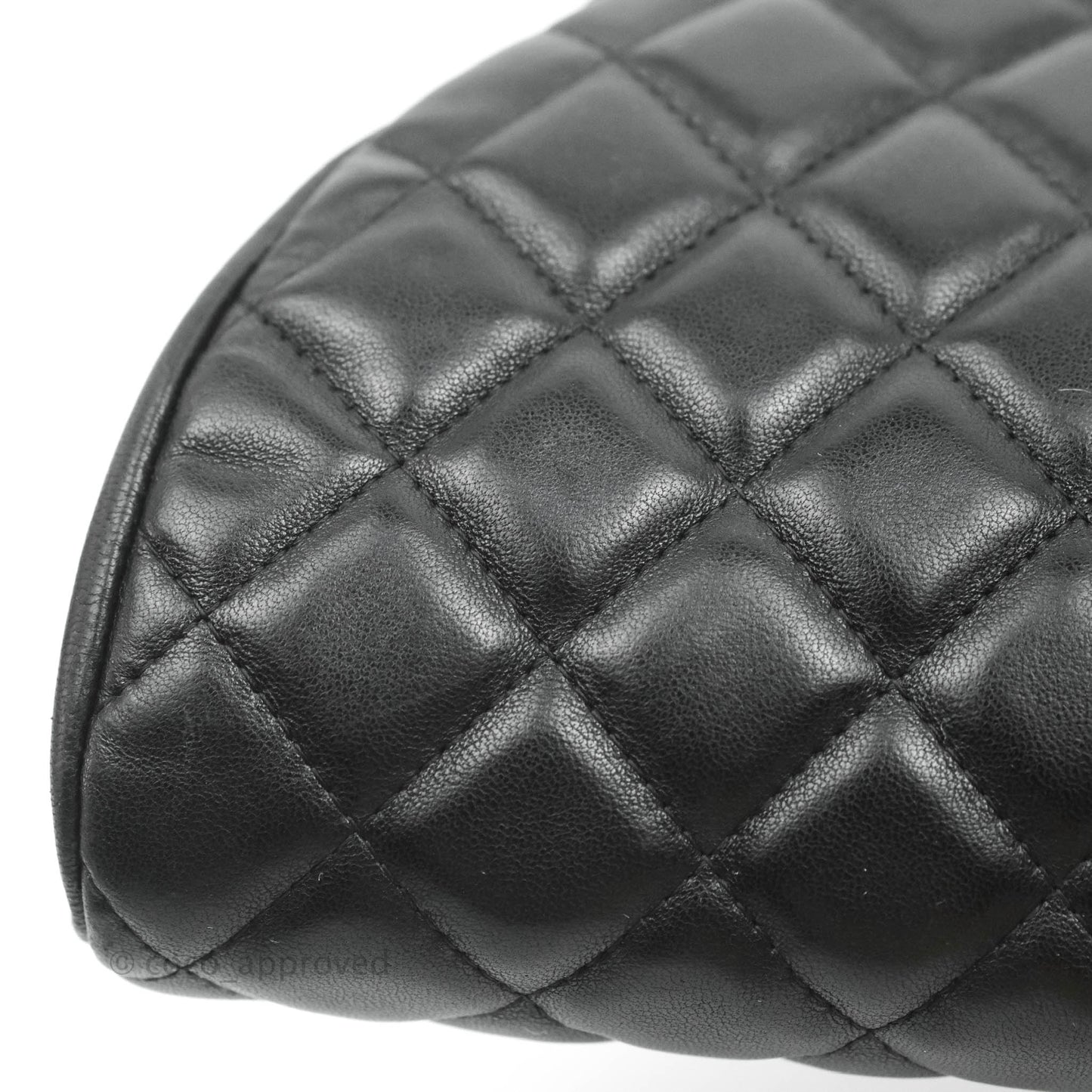Chanel Quilted Timeless Kisslock Clutch Black Lambskin Silver Hardware