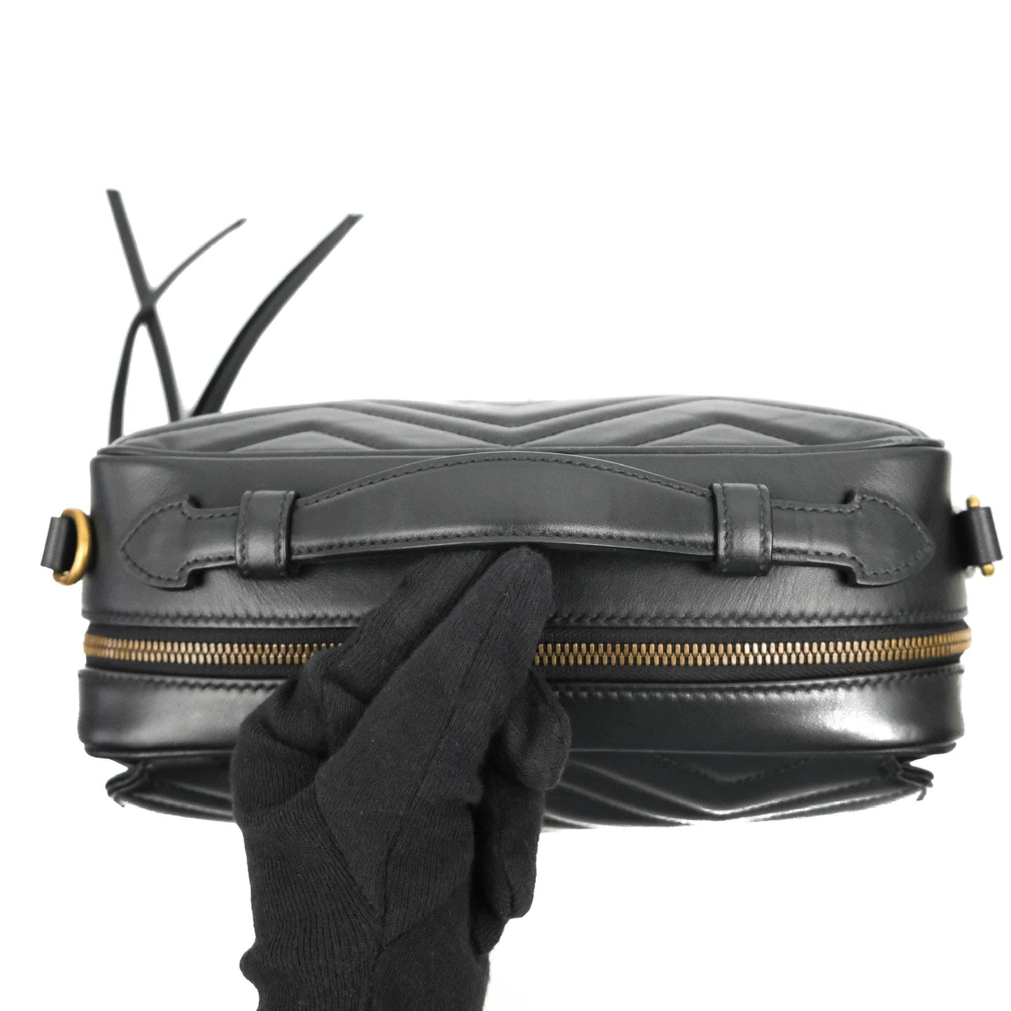 Gucci Small GG Marmont Shoulder Bag Matelasse with Sylvie Web Strap Black