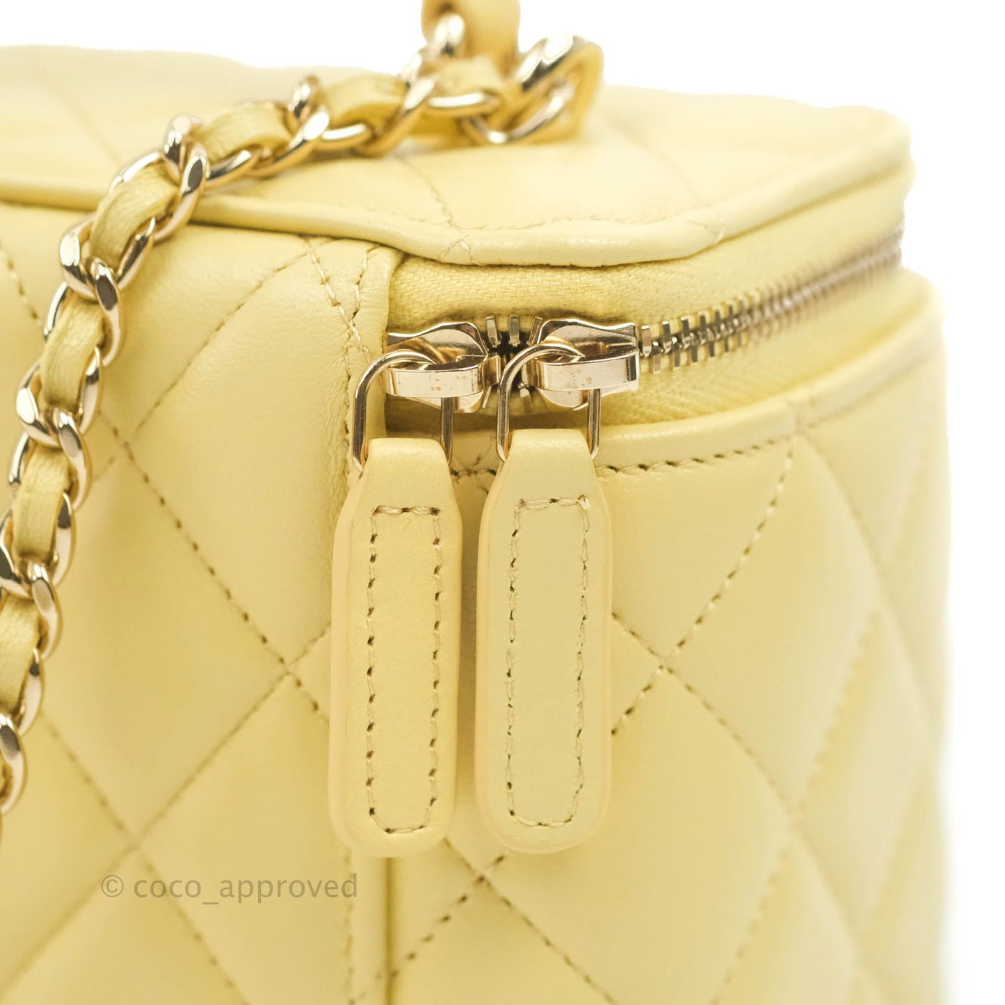 Chanel Vanity Rectangular Top Handle Yellow Lambskin Gold Hardware