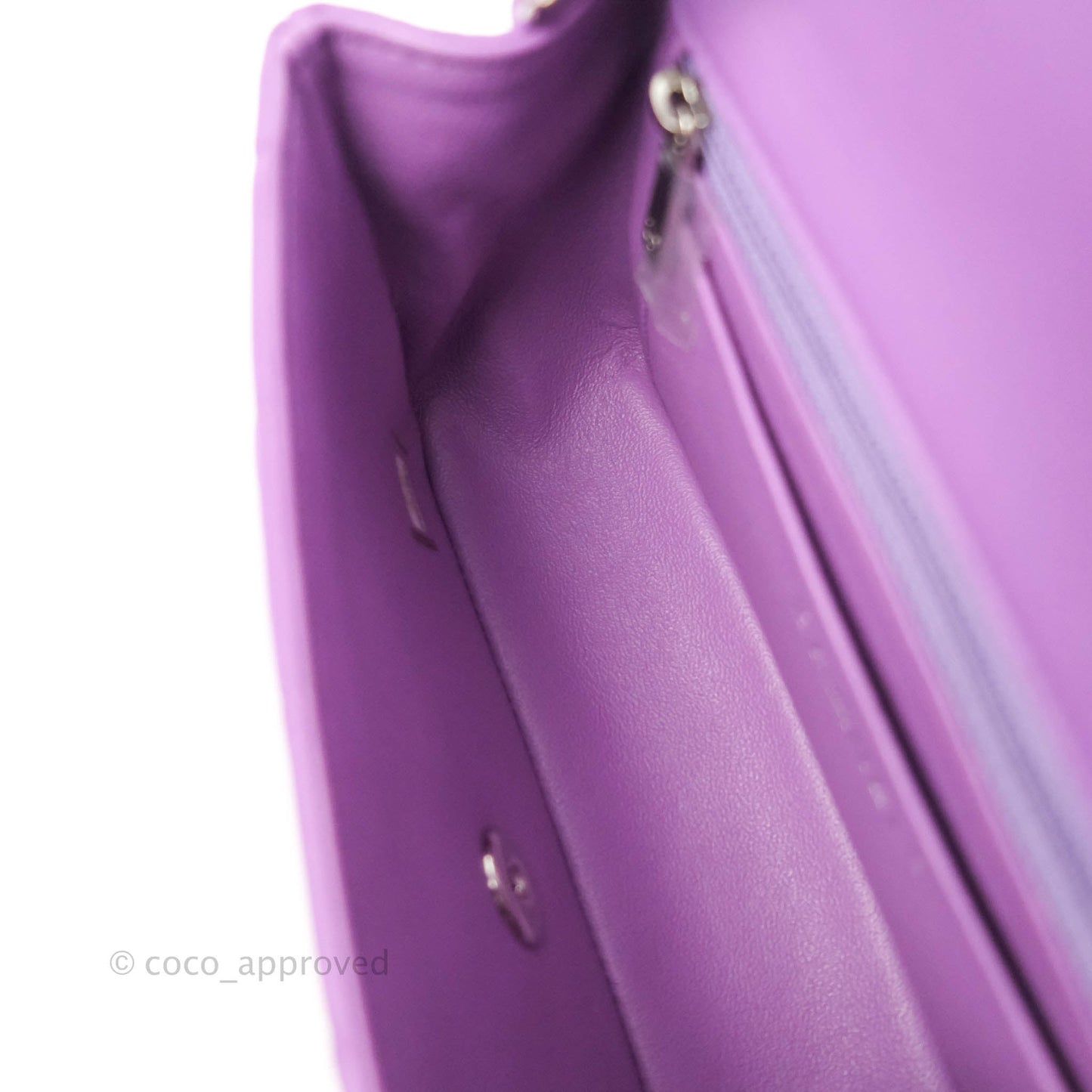 Chanel Quilted Mini Rectangular Flap Purple Lambskin Silver Hardware