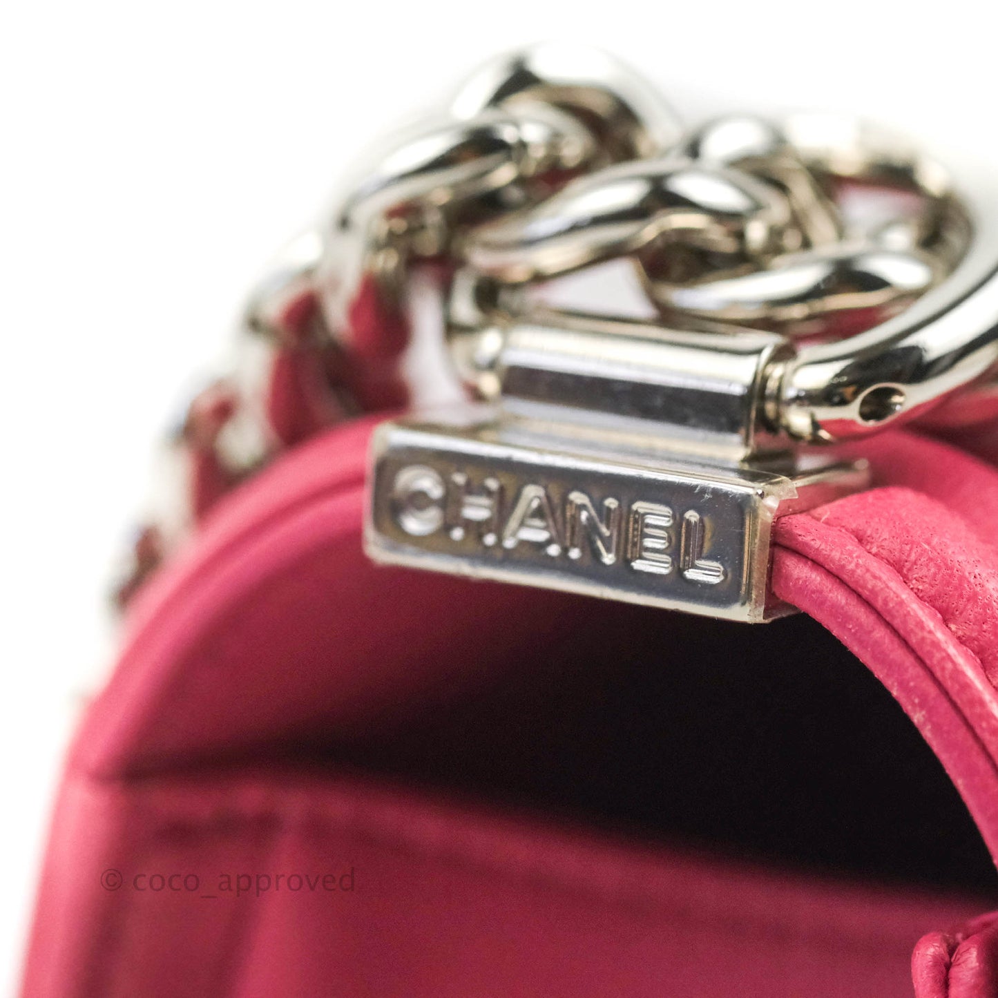 Chanel Quilted Medium Boy Dark Pink Calfskin Silver Hardware
