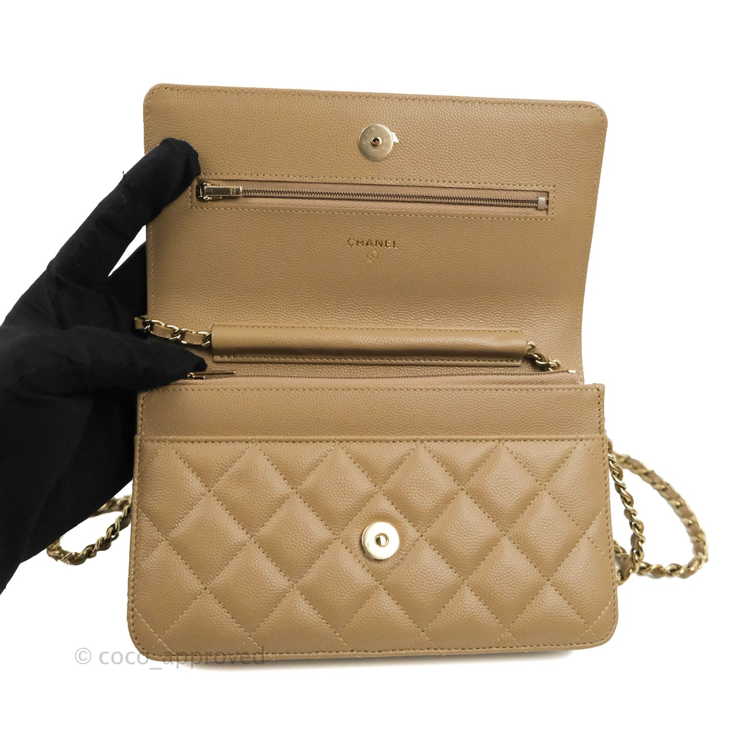 Chanel Quilted Classic WOC Dark Beige Caviar Gold Hardware