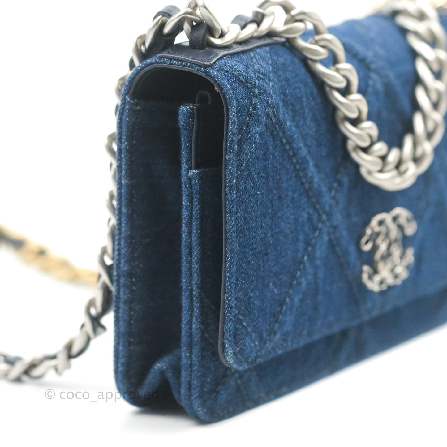 Chanel 19 Wallet on Chain WOC Blue Denim Mixed Hardware