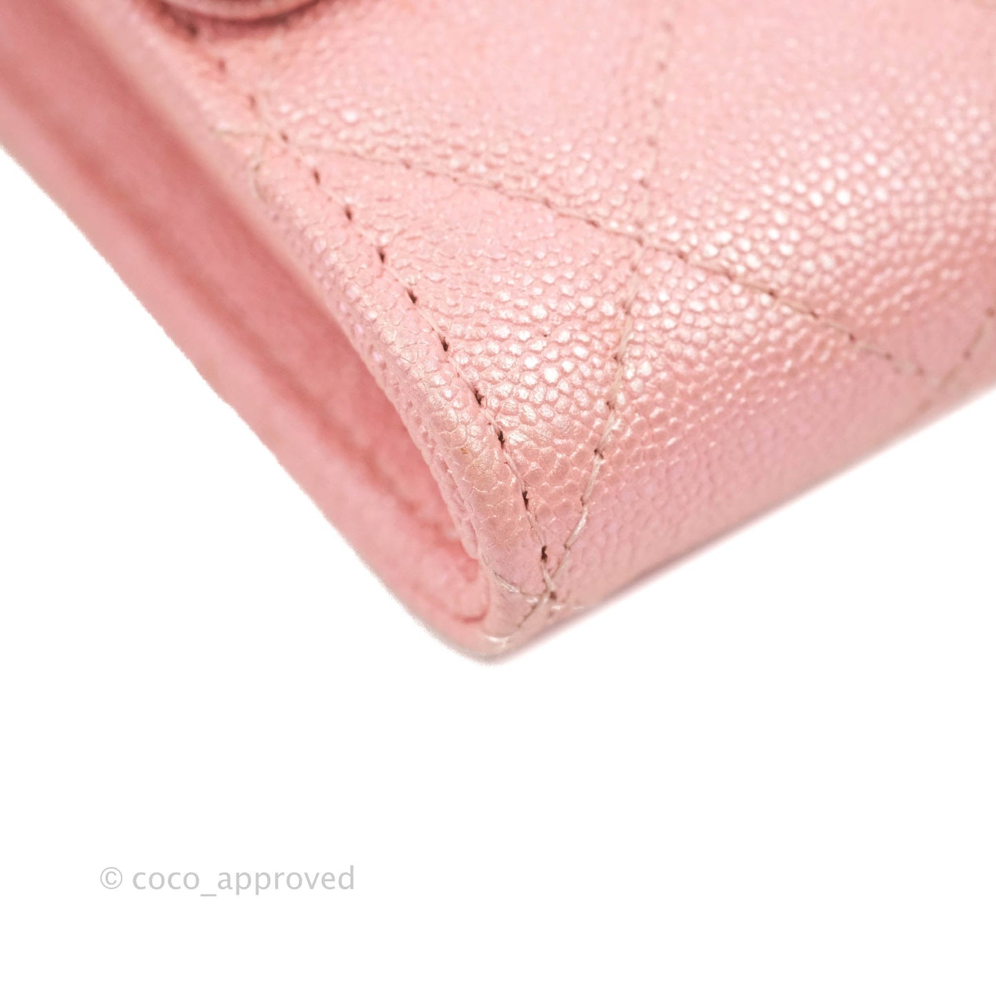 Chanel Mini Quilted Wallet On Chain WOC Caviar Iridescent Pink Gold Hardware 19S
