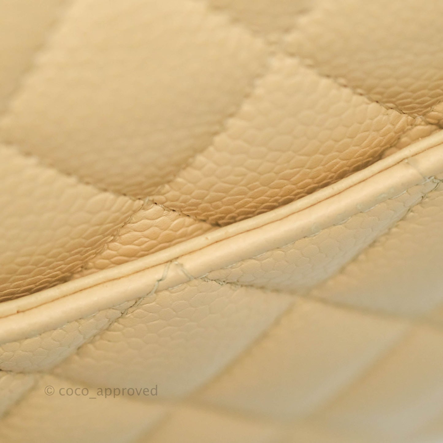Chanel Classic M/L Medium Flap Quilted Beige Caviar Gold Hardware