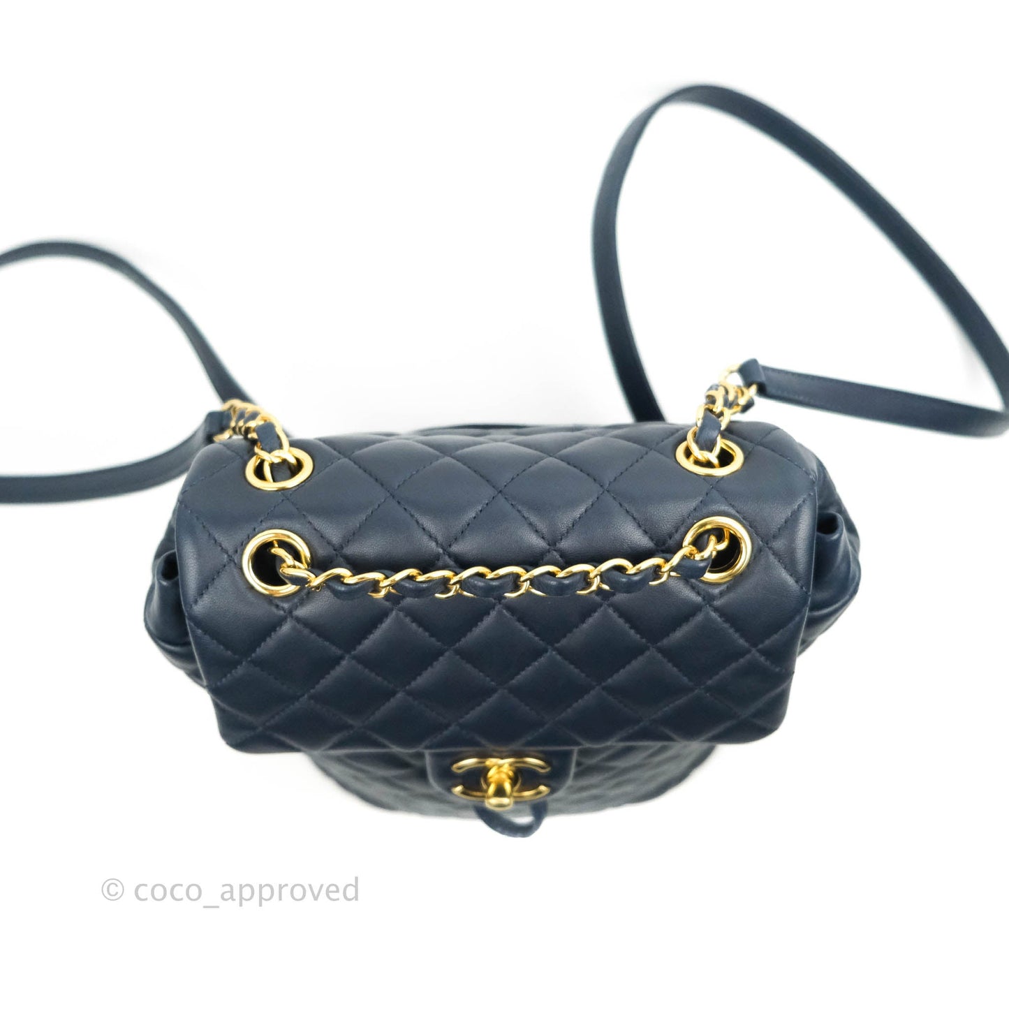 Chanel Small Quilted Urban Spirit Backpack Navy Gold Hardware