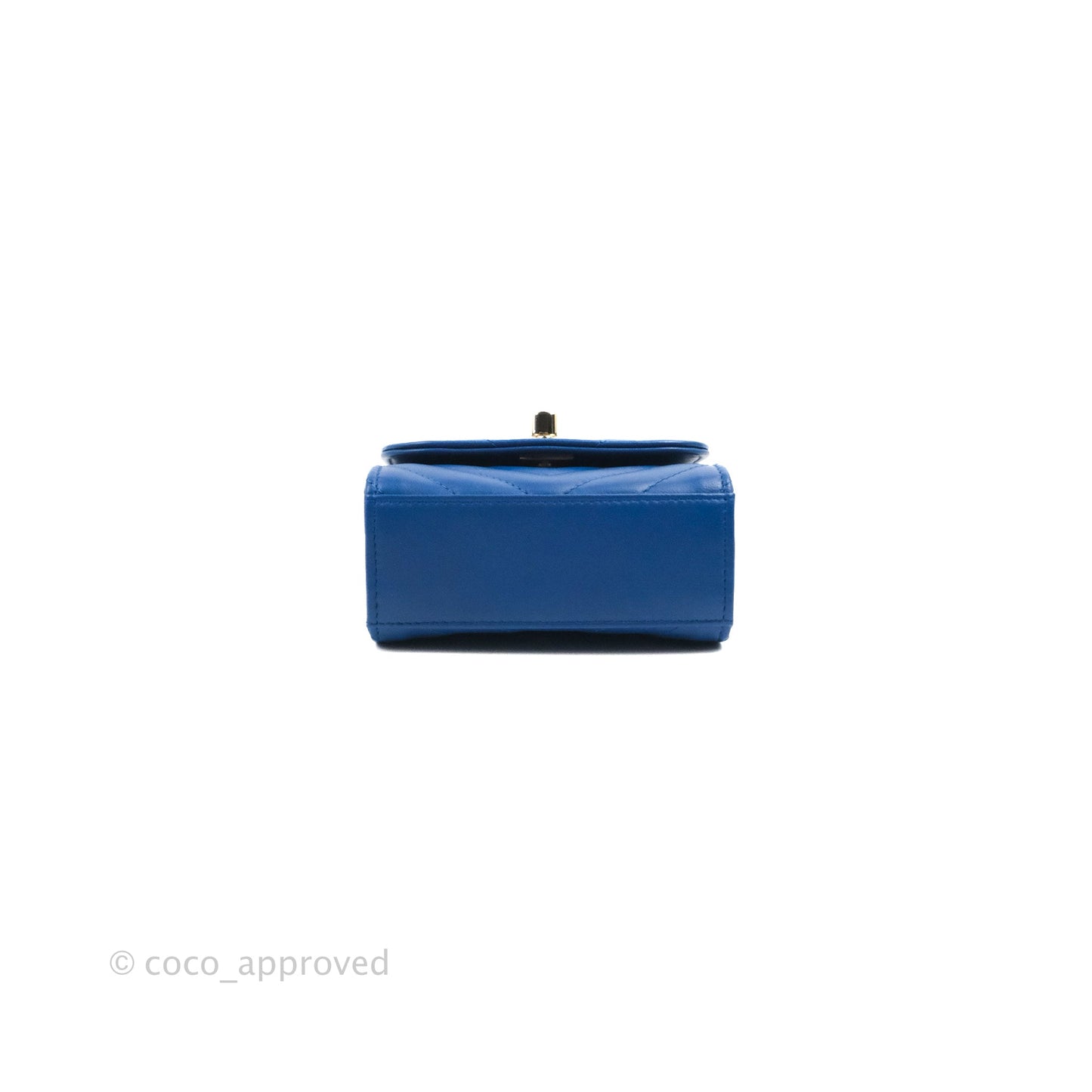 Chanel Mini Chevron Trendy CC Clutch With Chain Blue Lambskin Gold Hardware