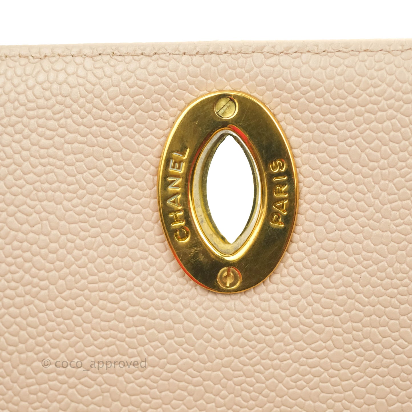 Chanel Vintage CC Large Square Shoulder Bag Dusty Pink Caviar 24K Gold Hardware