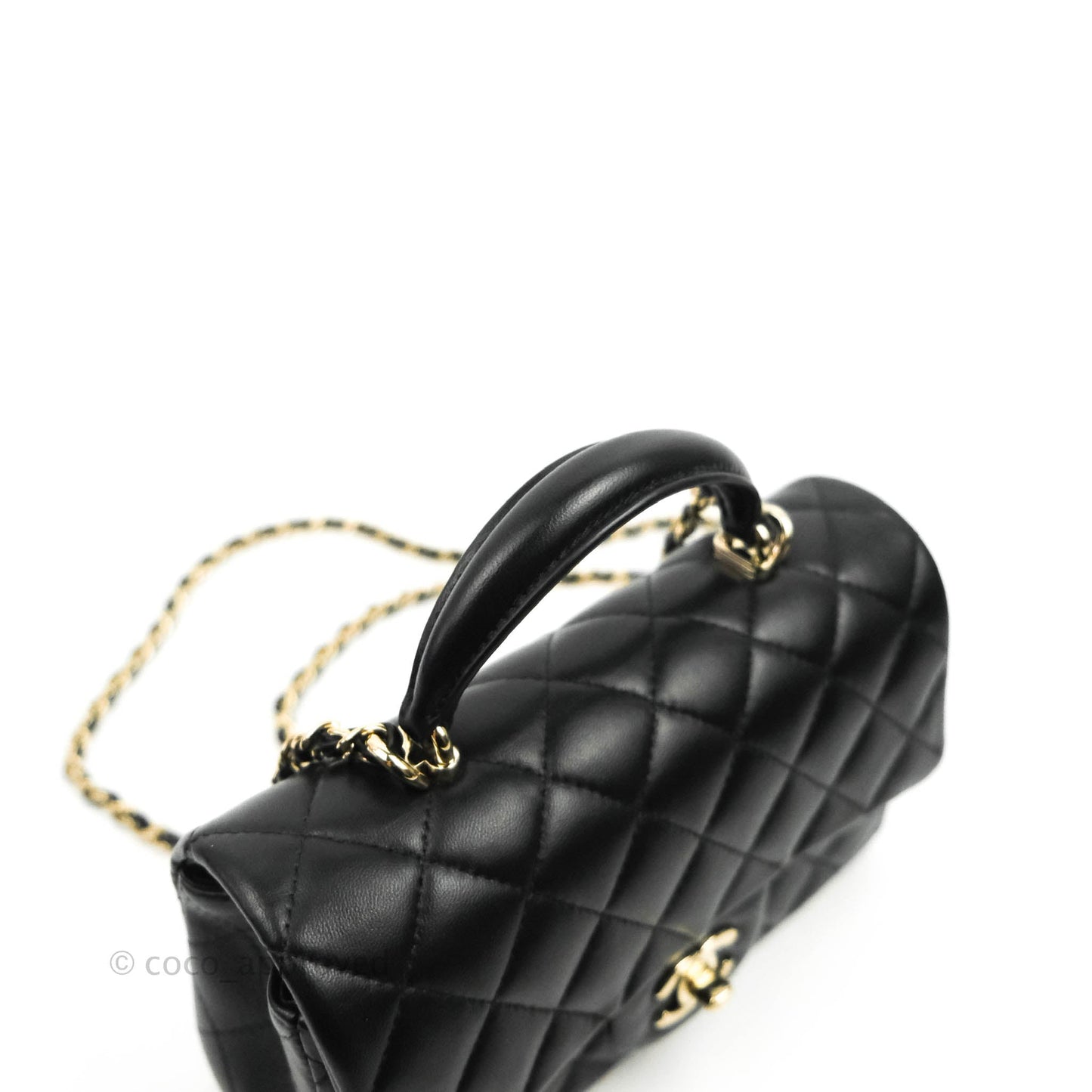 Chanel Top Handle Mini Rectangular Flap Bag Black Lambskin Gold Hardware