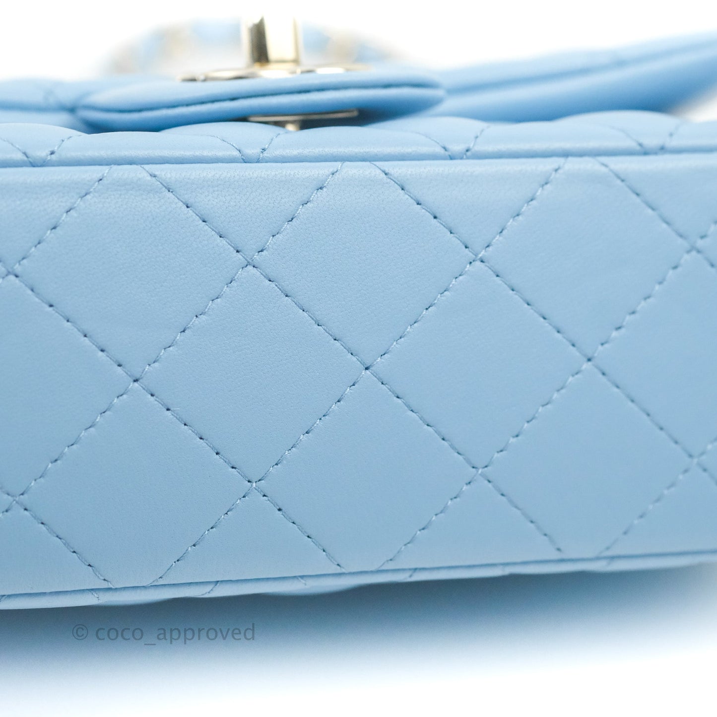 Chanel Quilted Mini Rectangular Flap Blue Lambskin Gold Hardware