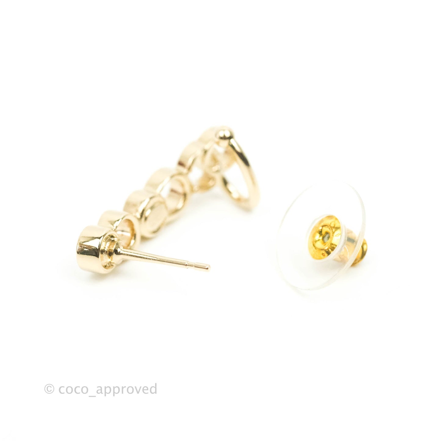 Chanel CC Coco Crystal Earrings Ear Cuff Gold Tone 22P