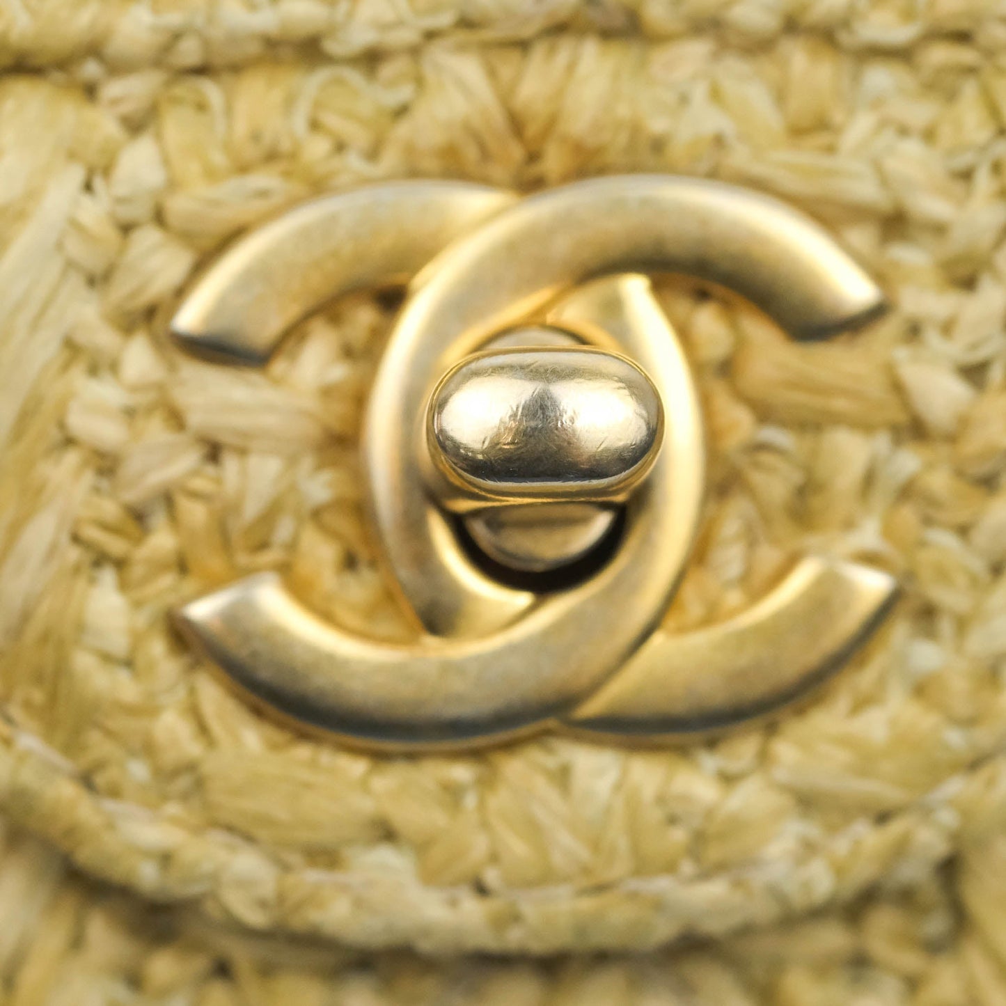 Chanel Classic M/L Medium Double Flap Woven Reed Aged Gold Hardware