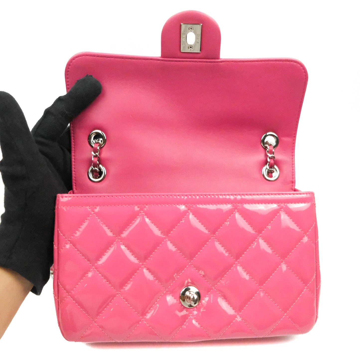 Chanel Coco Shine Small Flap Quilted Patent Calfskin Pink Silver Hardware