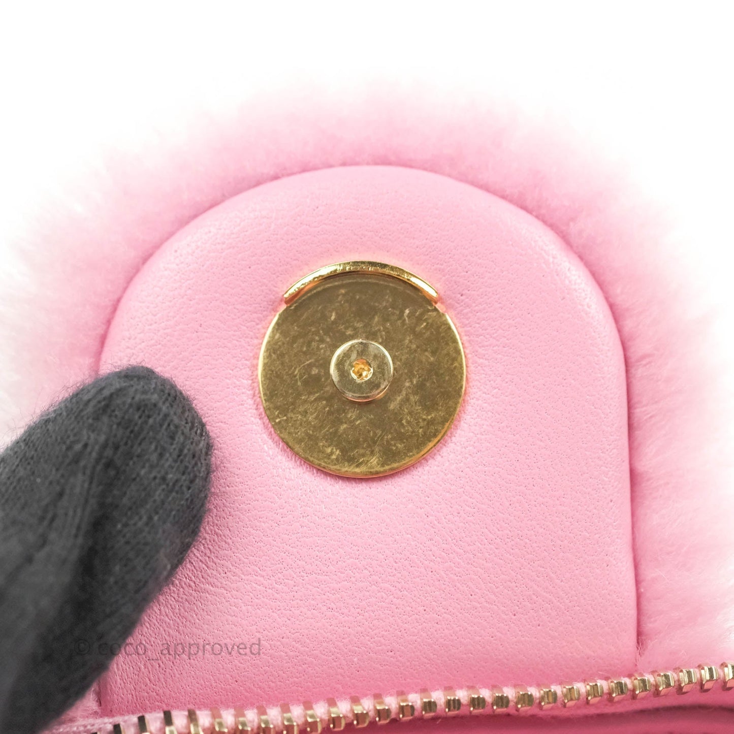 Chanel Small Vanity Case Pink Shearling Lambskin Gold Hardware 22A