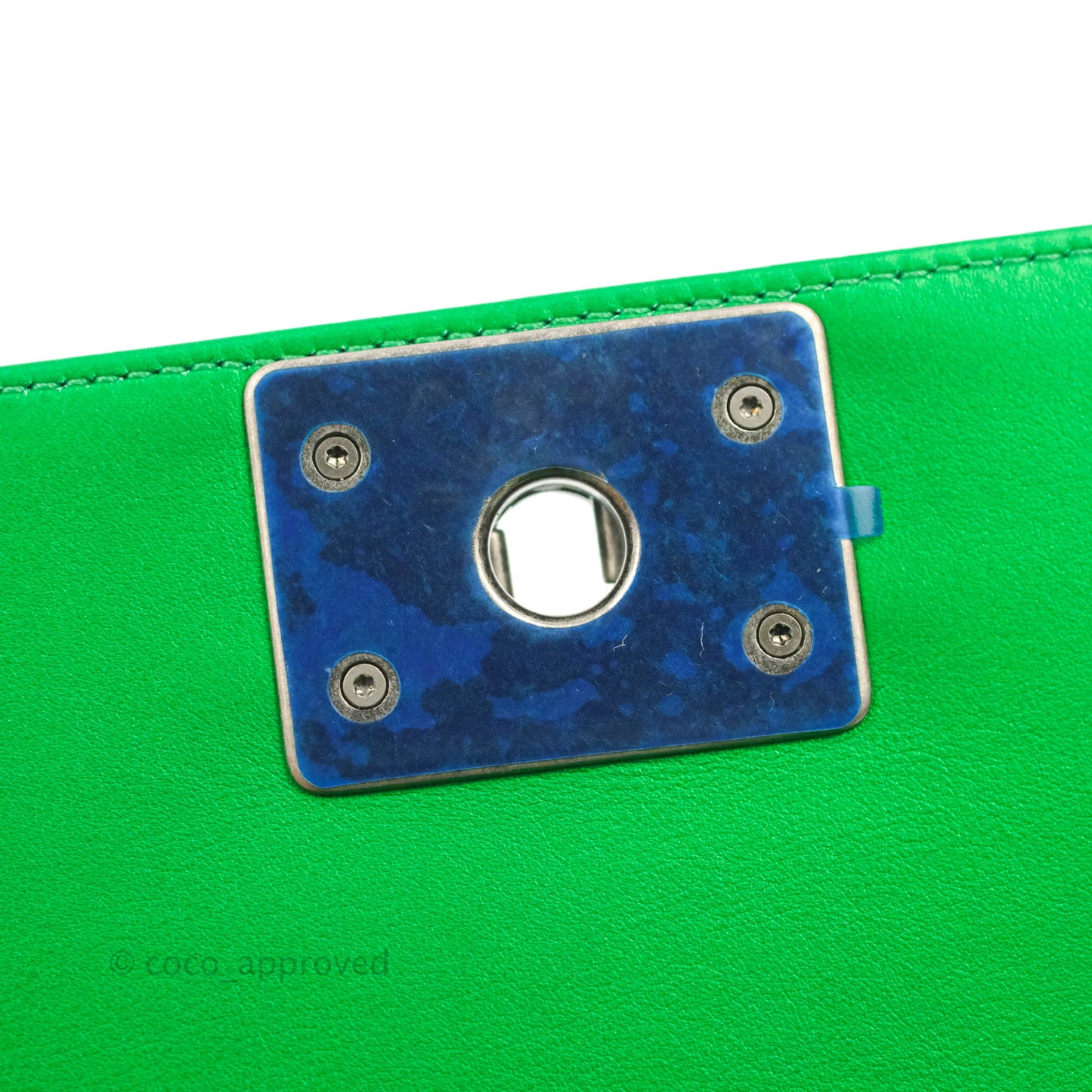 Chanel Small Boy Green Calfskin Ruthenium Hardware