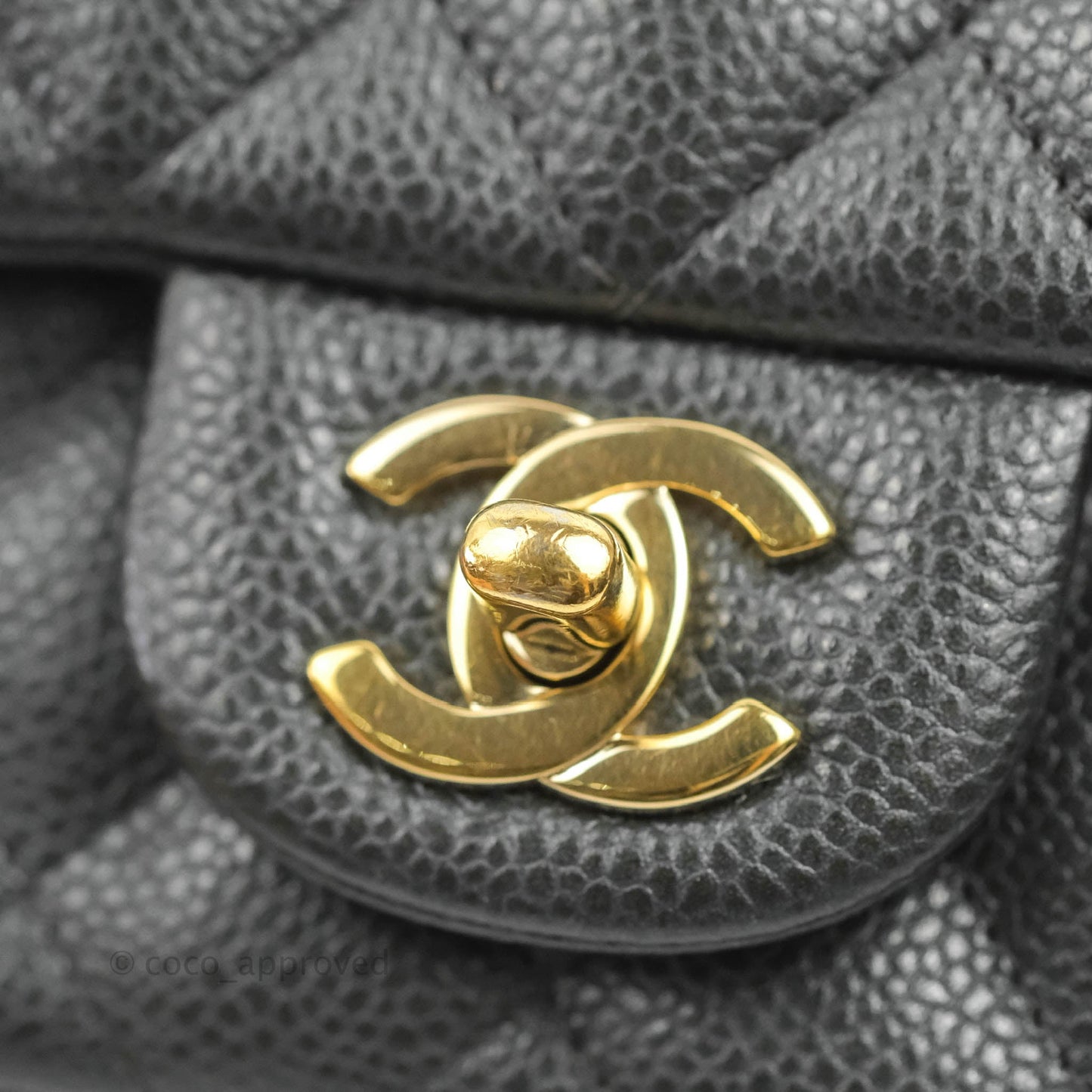 Chanel Quilted Mini Square Flap Bag Pearly Black Caviar Gold Hardware