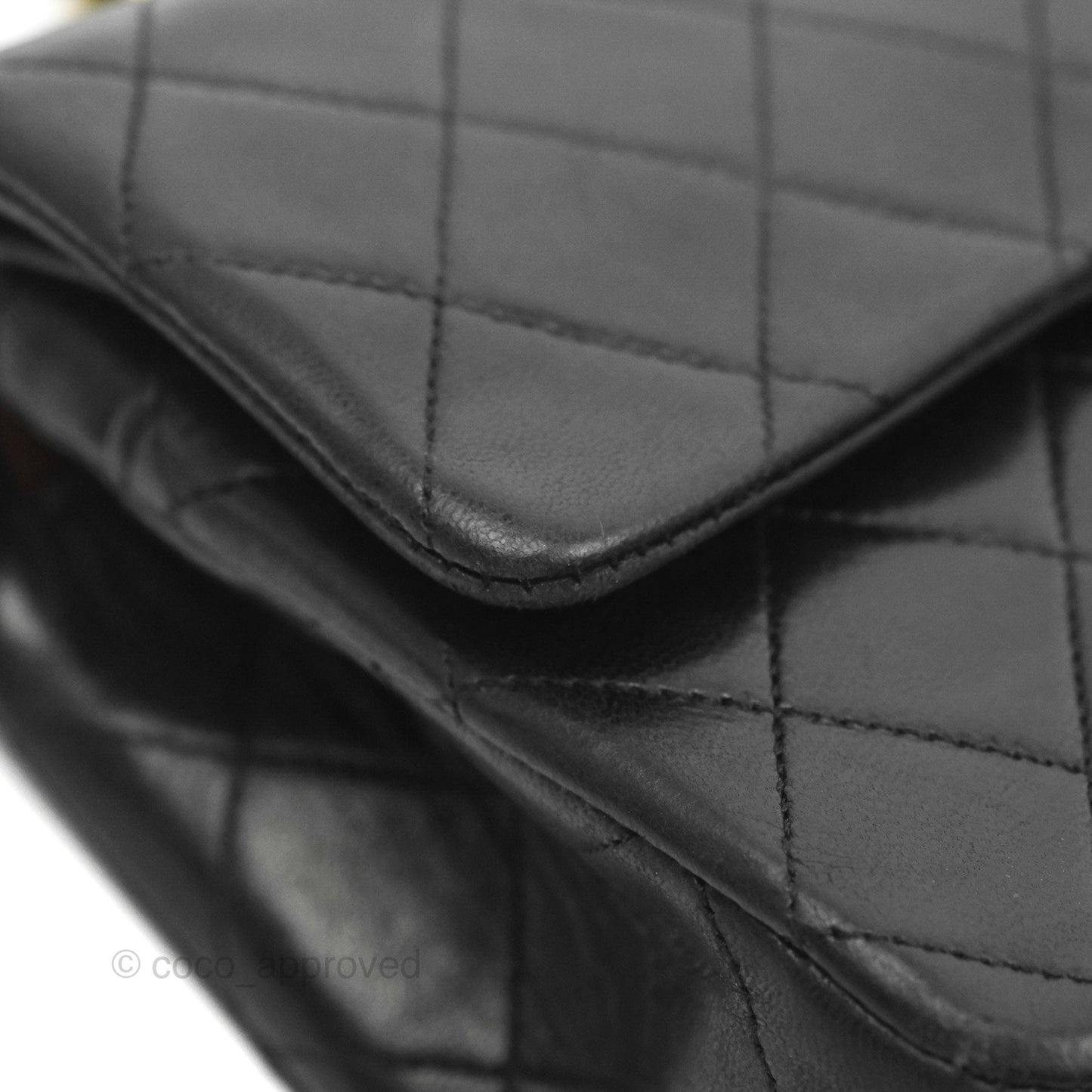 Chanel Classic Vintage Double Flap M/L Black Lambskin Gold Hardware