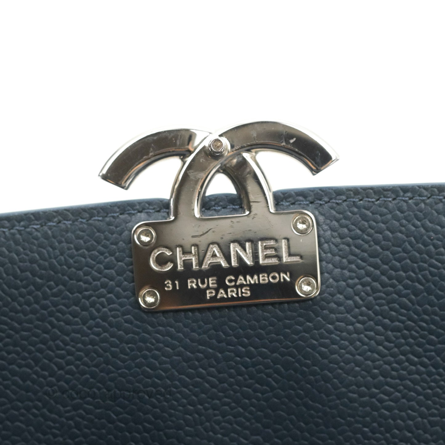 Chanel Small CC Box Flap Bag Prussian Blue Caviar Silver Hardware