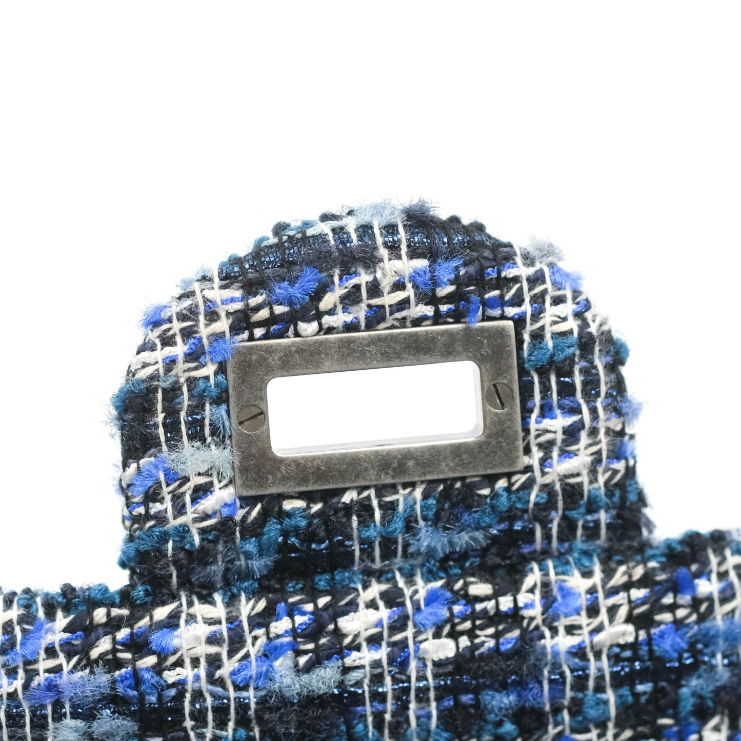 Chanel Mini Reissue 224 Blue Tweed Ruthenium Hardware