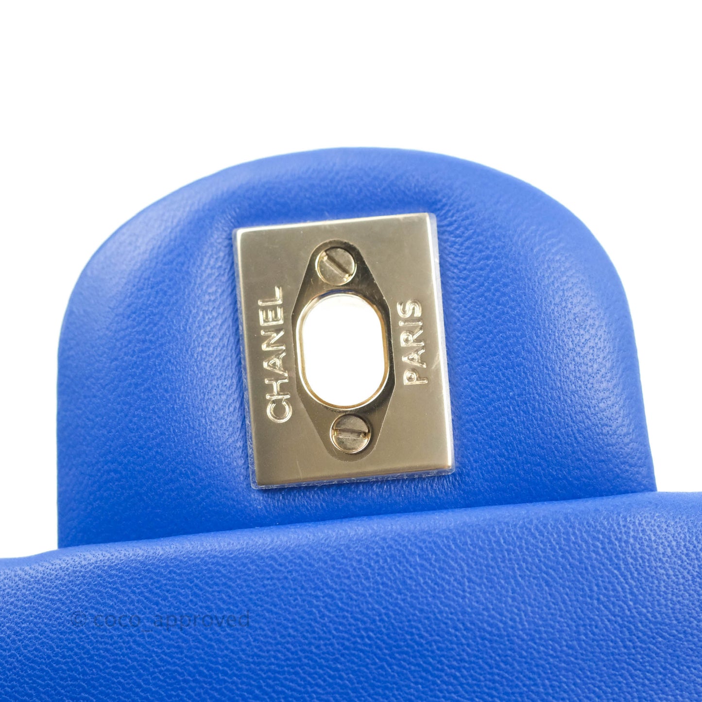 Chanel Mini Square Blue Lambskin Gold Hardware