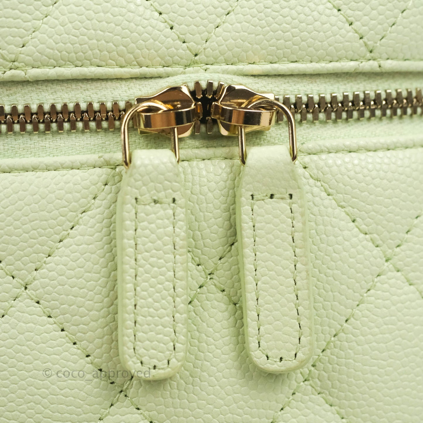 Chanel Vanity Phone Holder With Chain Light Mint Green Caviar Gold Hardware