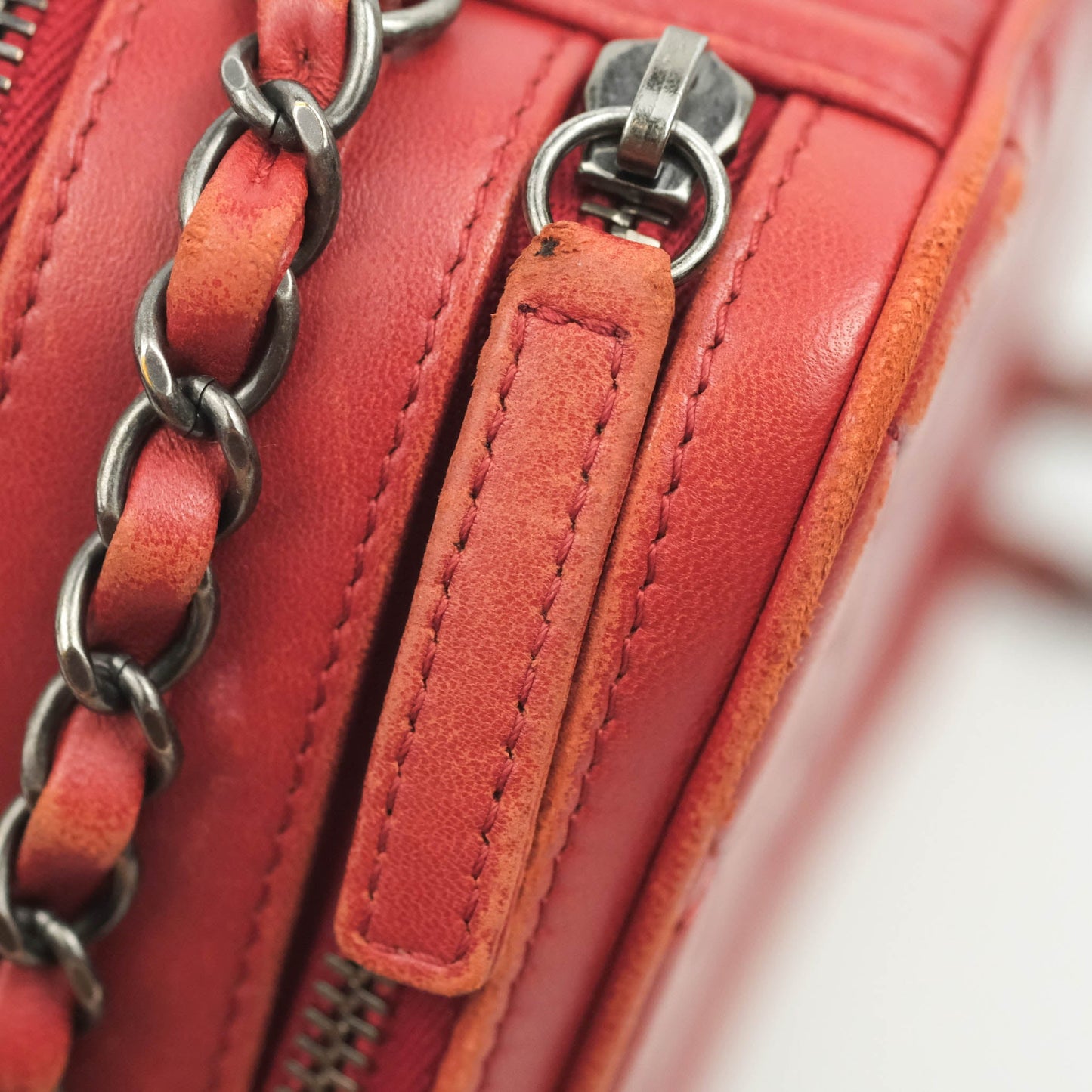 Chanel Quilted Crossbody Camera Bag Red Lambskin Ruthenium Hardware