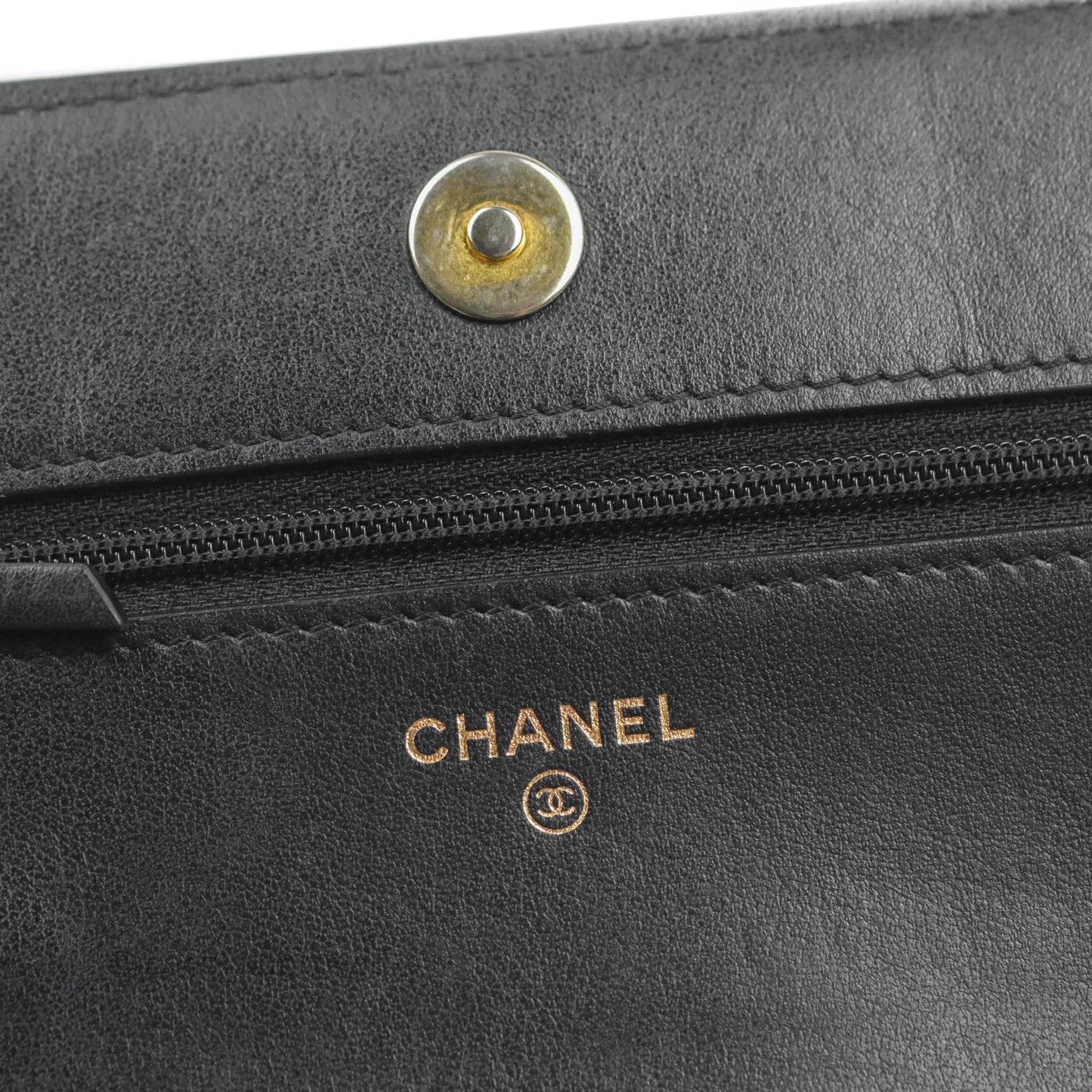 Chanel Quilted Boy Wallet on Chain WOC Black Caviar Aged Gold Hardware