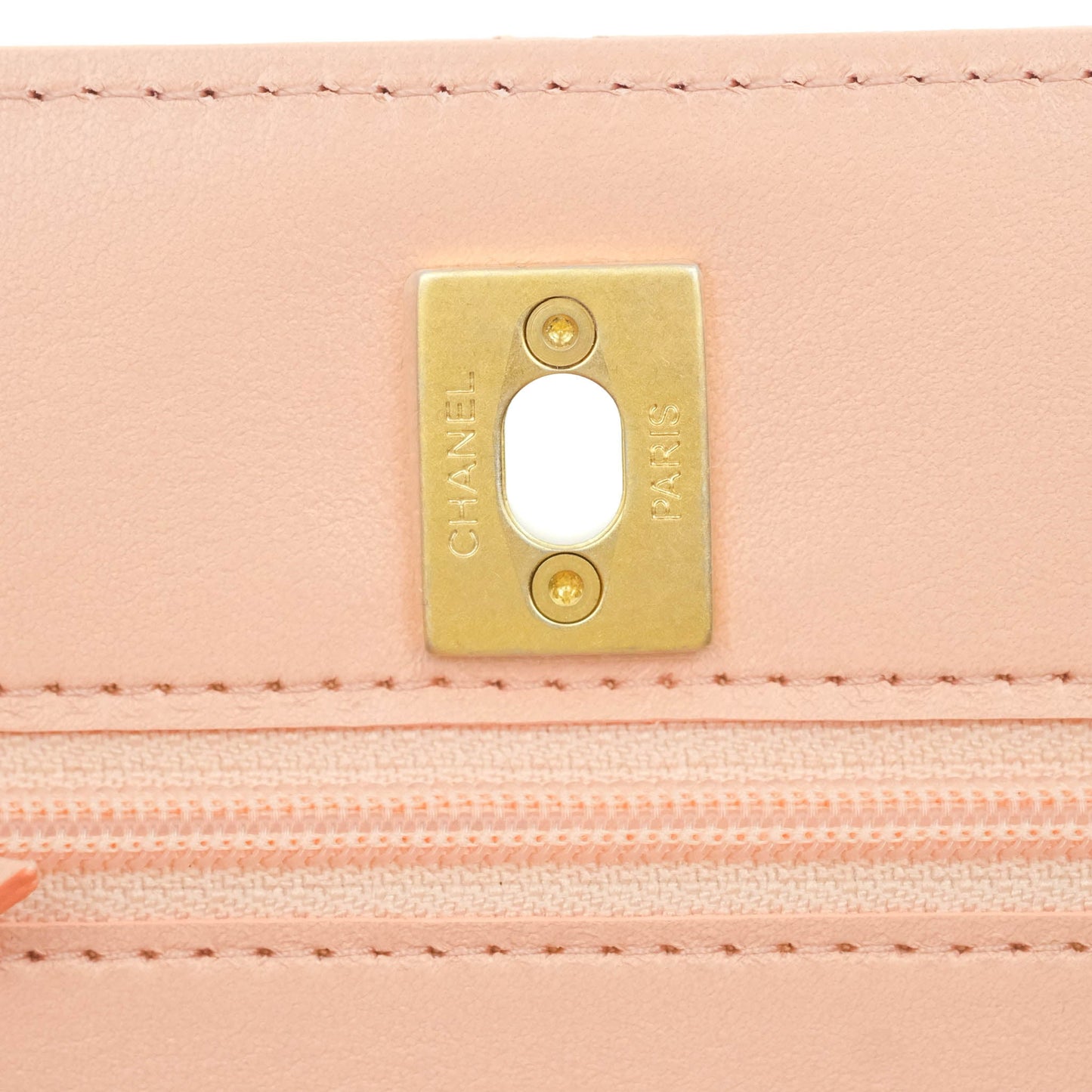 Chanel Quilted Pearl Crush Wallet on Chain WOC Light Pink Lambskin Aged Gold Hardware