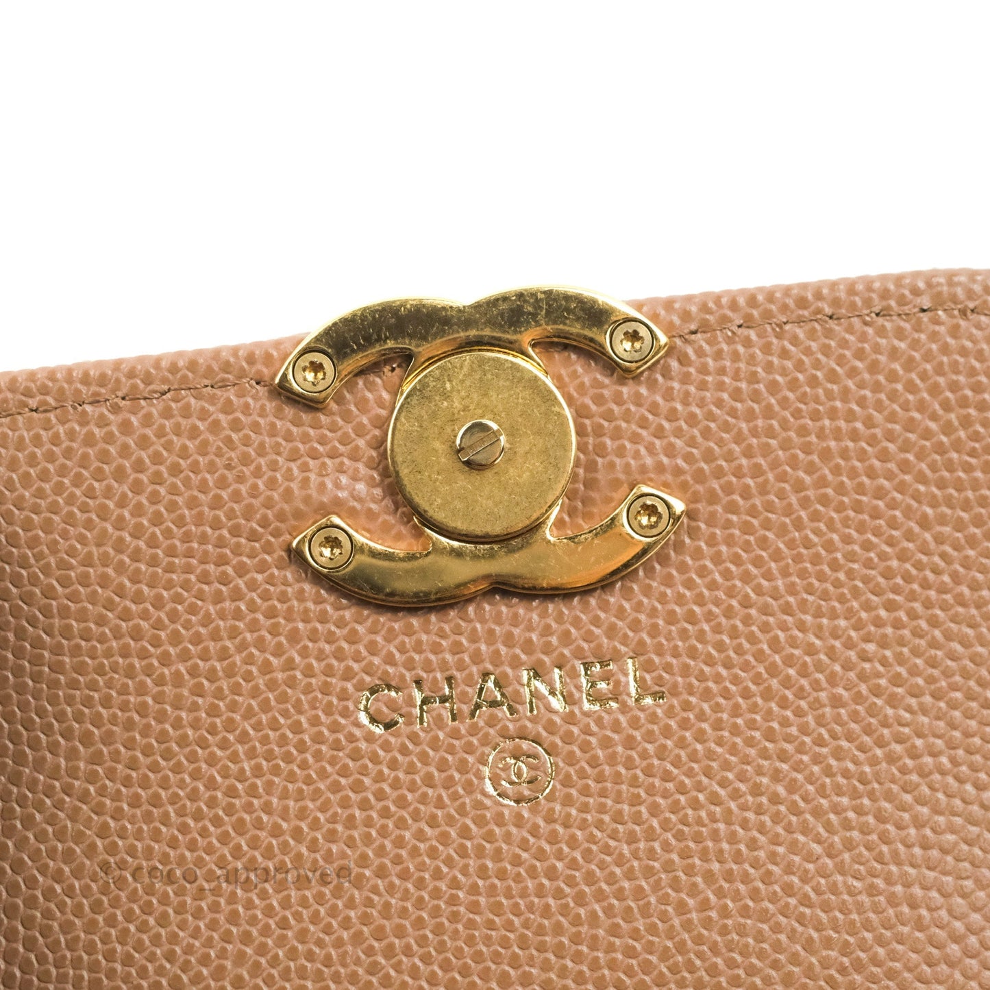 Chanel CC Chain Clutch with Chain Beige Caviar Gold Hardware