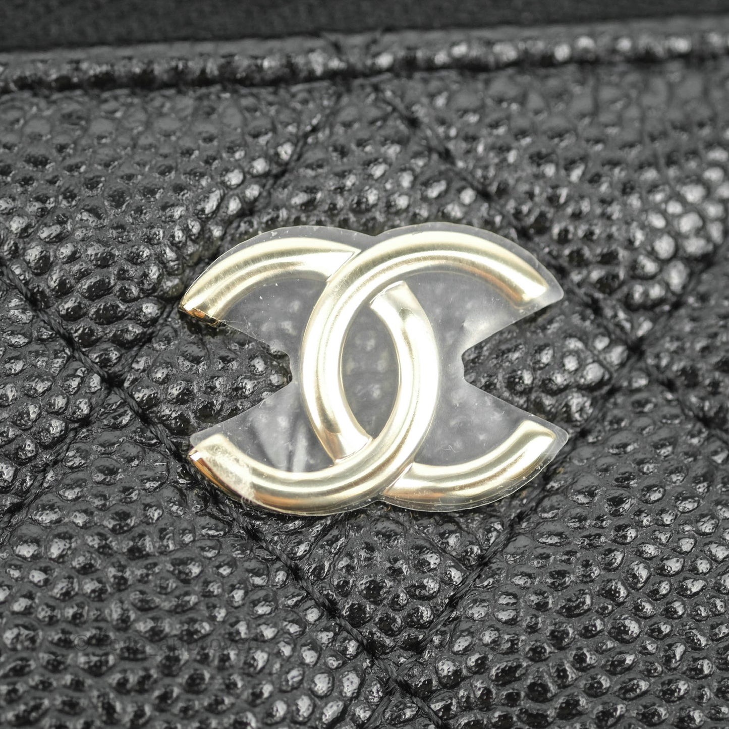 Chanel Quilted Small Handle With Care Vanity Case With Chain Black Caviar Gold Hardware