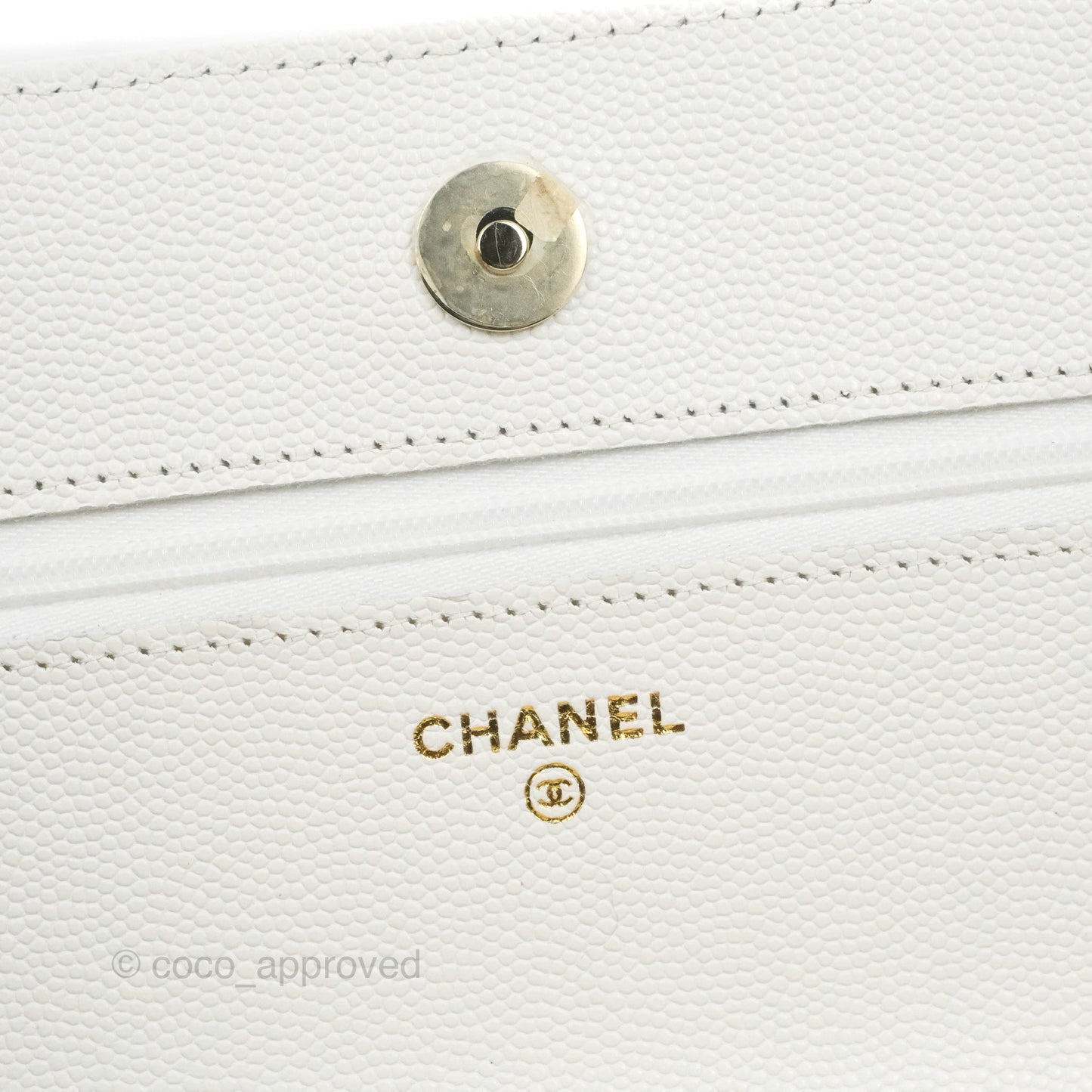 Chanel Quilted Classic Wallet on Chain WOC White Caviar Gold Hardware