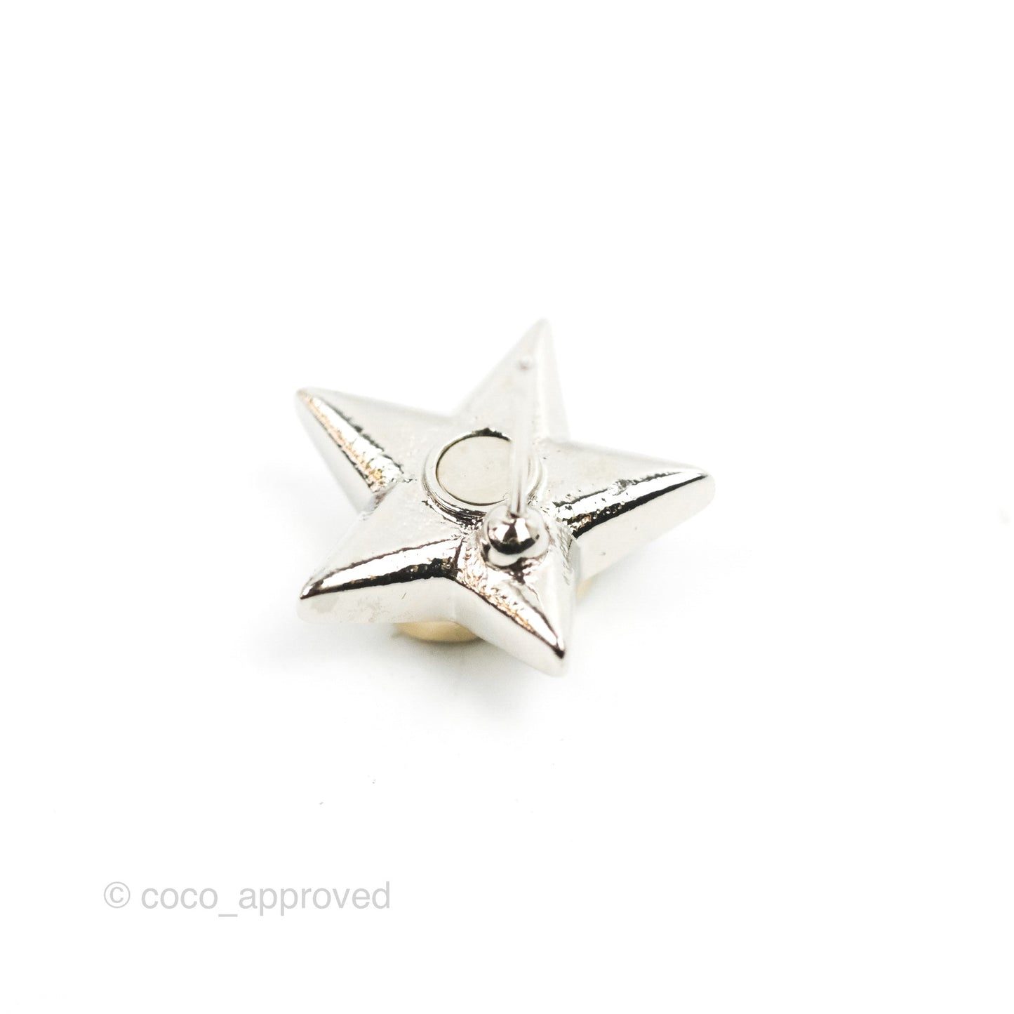 Chanel Star Crystal CC Earrings Silver Tone 23S