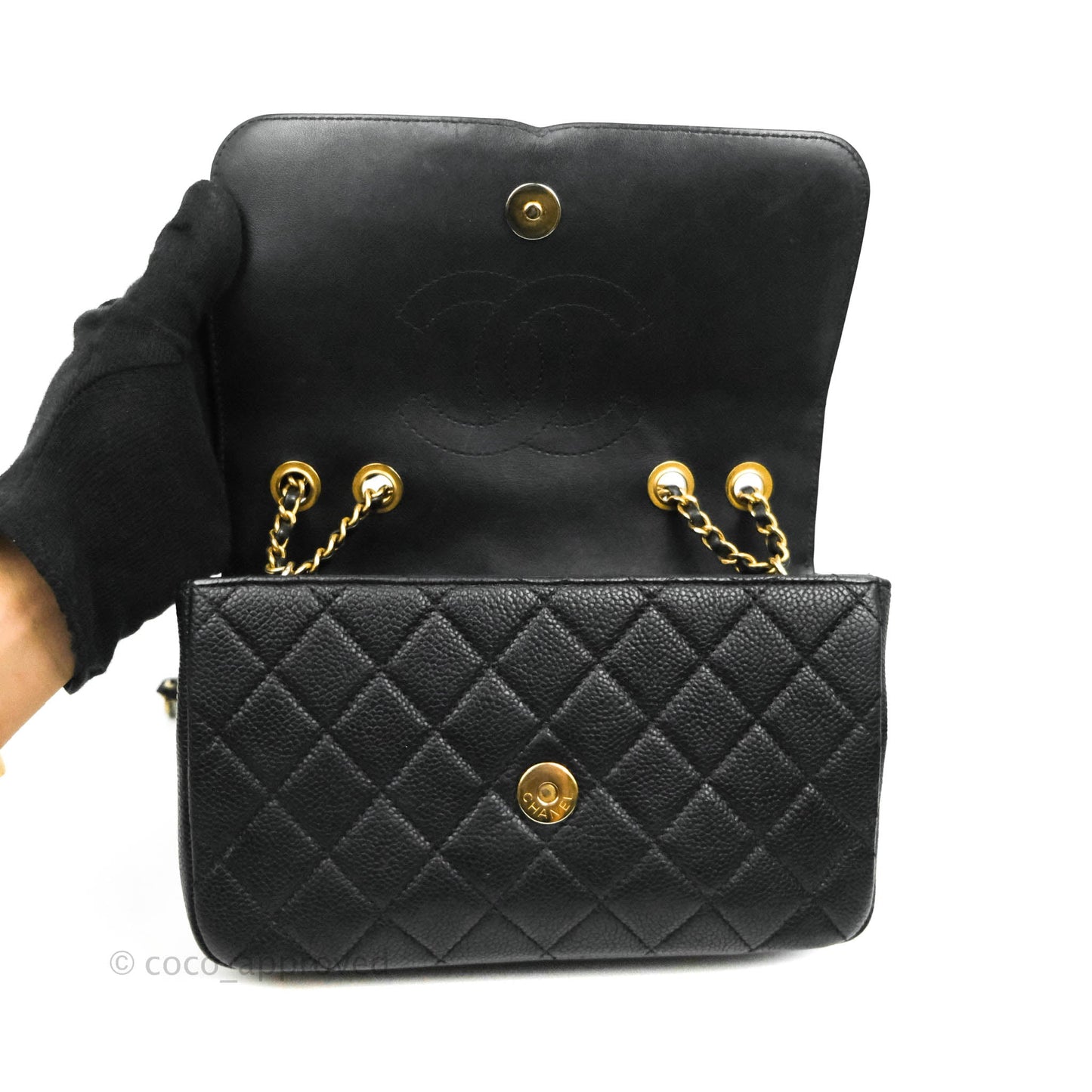 Chanel Quilted Small CC Filigree Flap Black Caviar