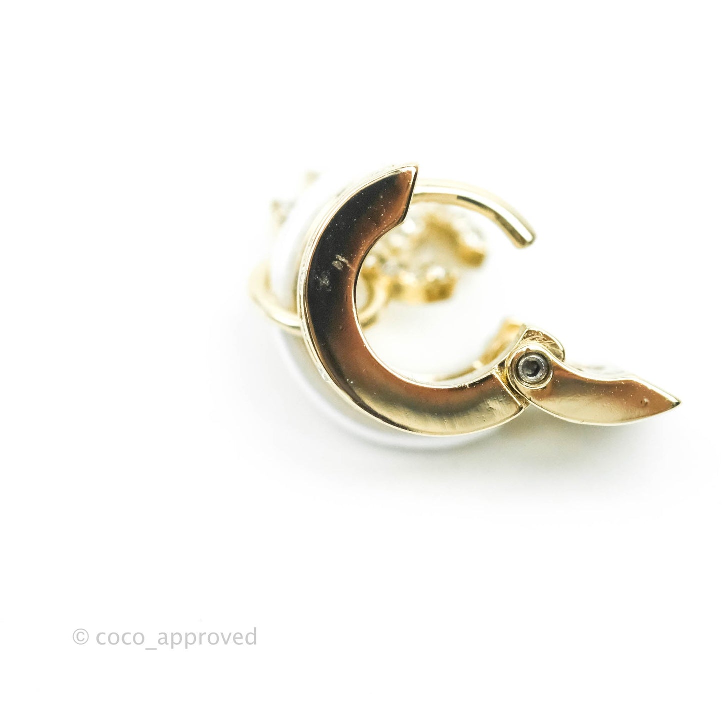 Chanel CC Crystal Earrings Gold Tone