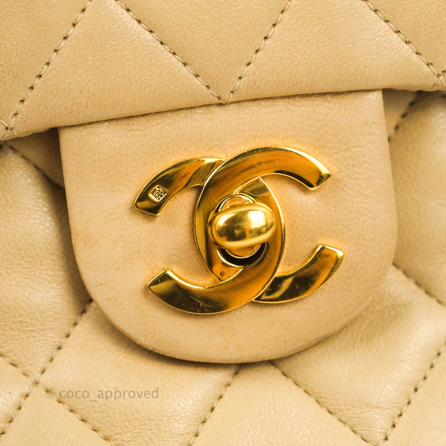 Chanel Vintage Mini Square Beige Lambskin 24K Gold Hardware