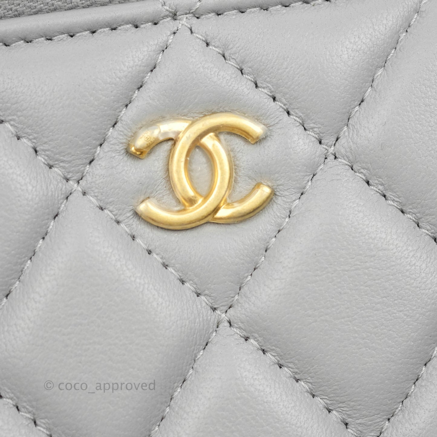Chanel Vanity with Pearl Crush Chain Grey Lambskin Aged Gold Hardware