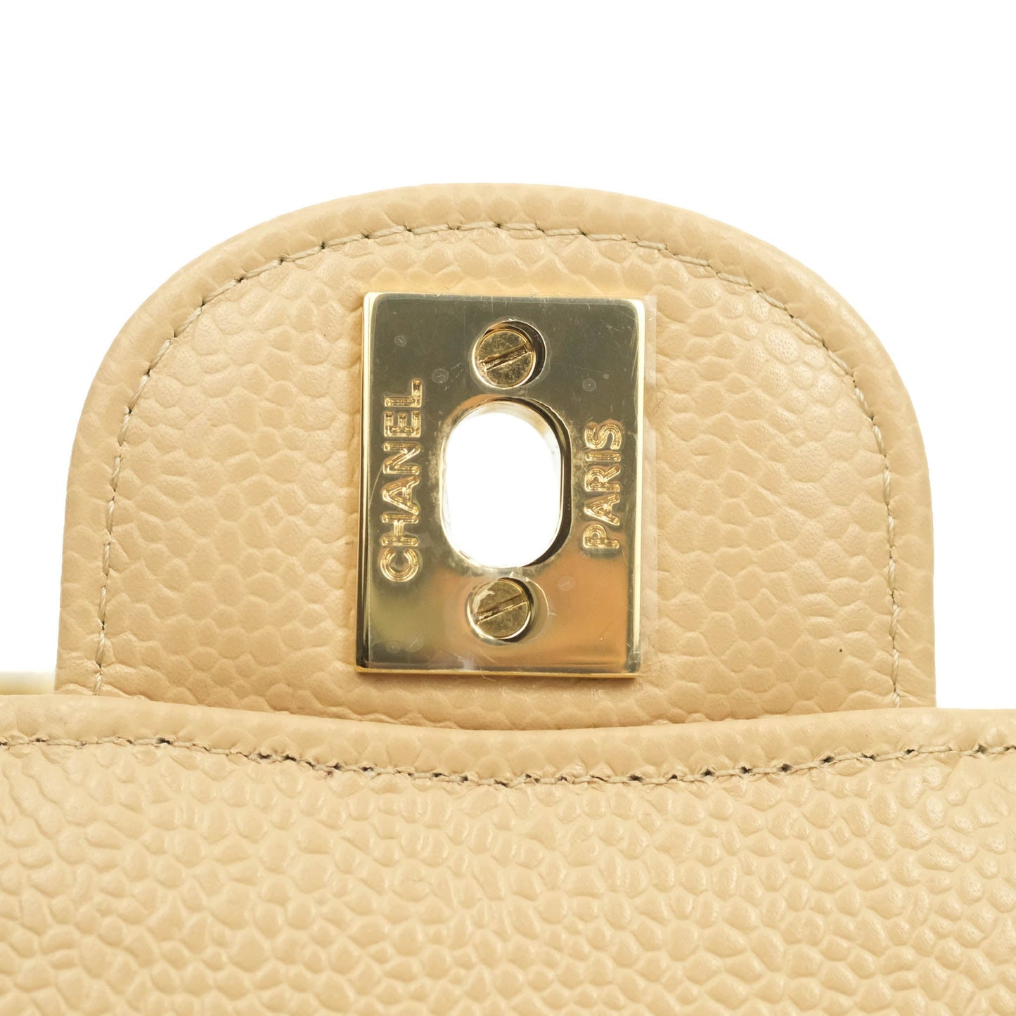 Chanel Classic Small S/M Quilted Flap Beige Caviar Gold Hardware