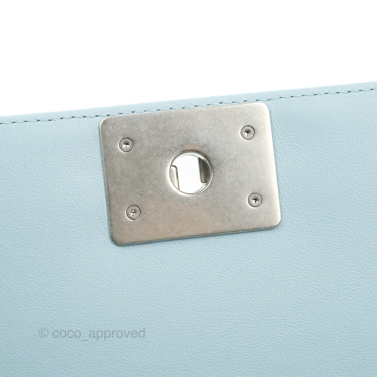 Chanel Quilted Medium Boy Blue Calfskin Matte Silver Hardware