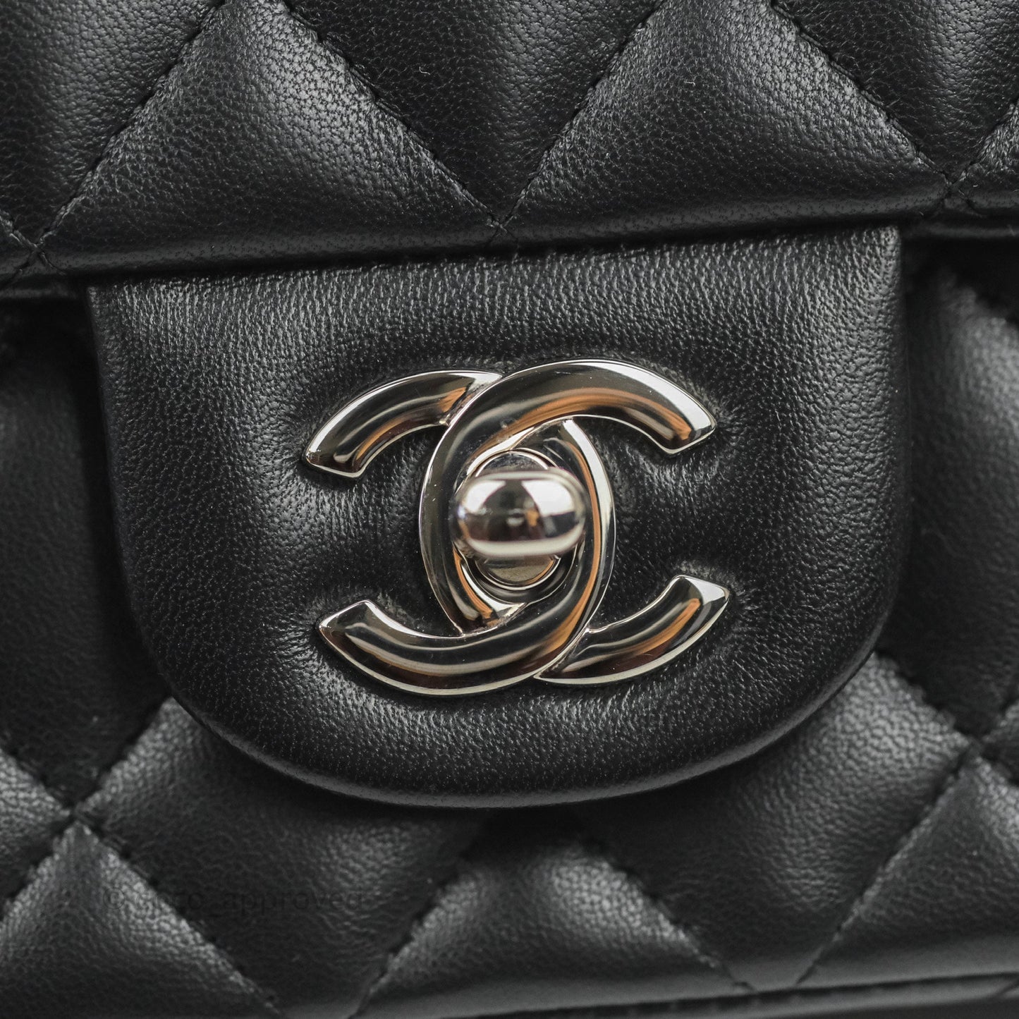 Chanel Quilted Mini Rectangular Flap Black Lambskin Silver Hardware