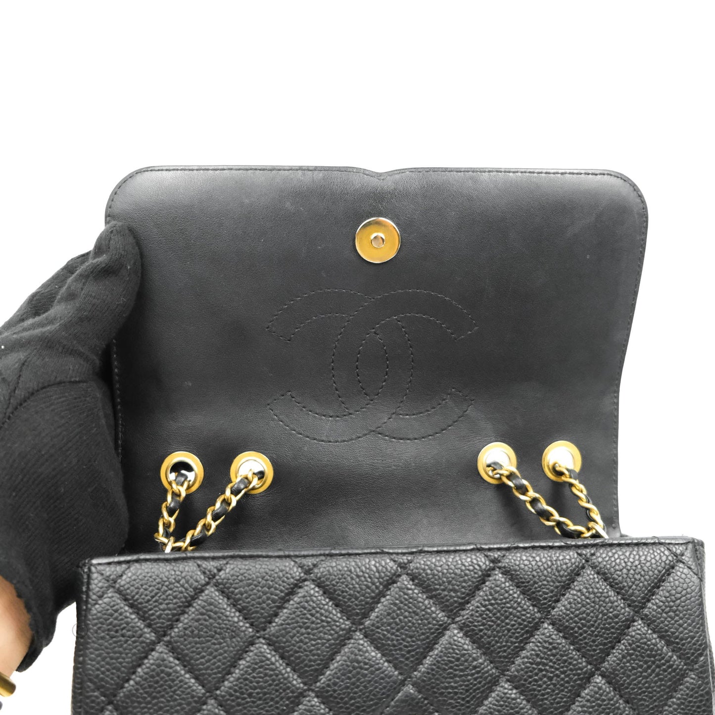 Chanel Quilted Small CC Filigree Flap Black Caviar