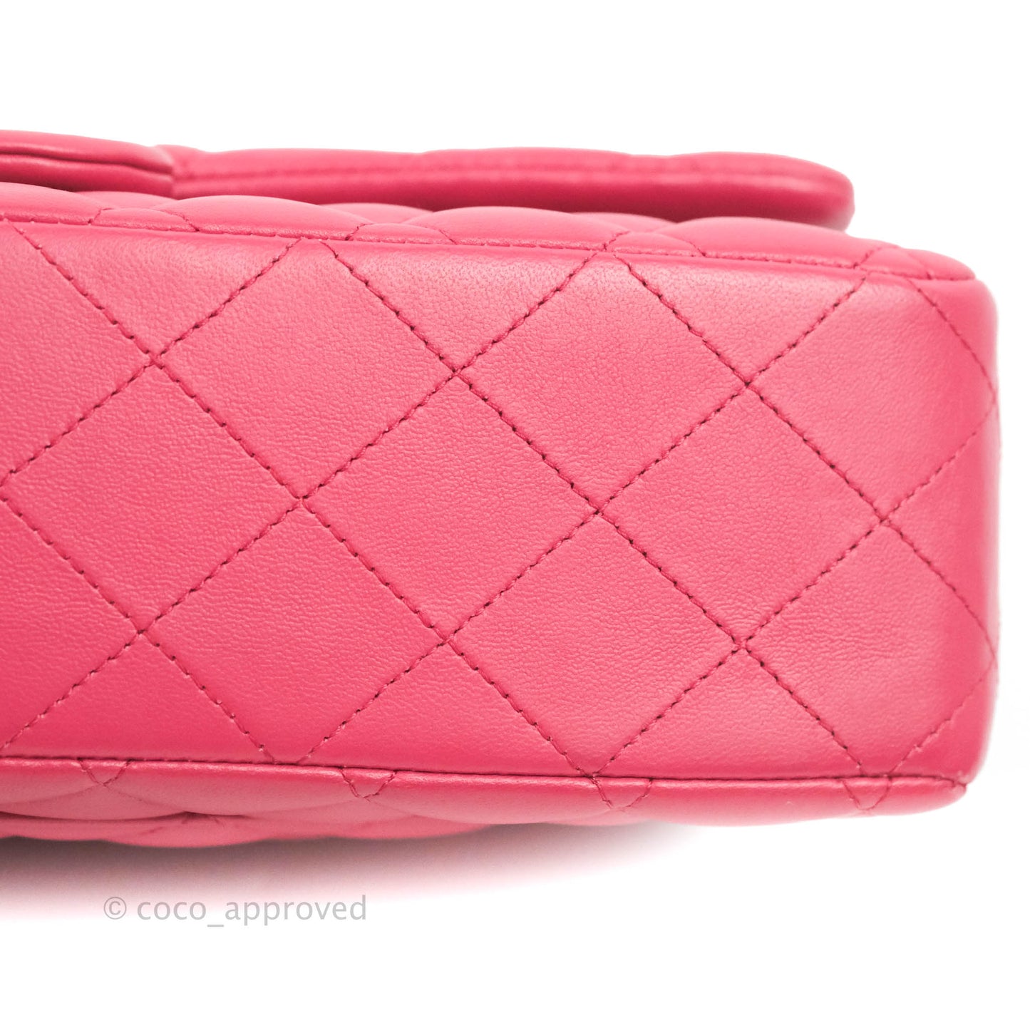 Chanel Classic Quilted M/L Medium Flap Dark Pink Lambskin Silver Hardware